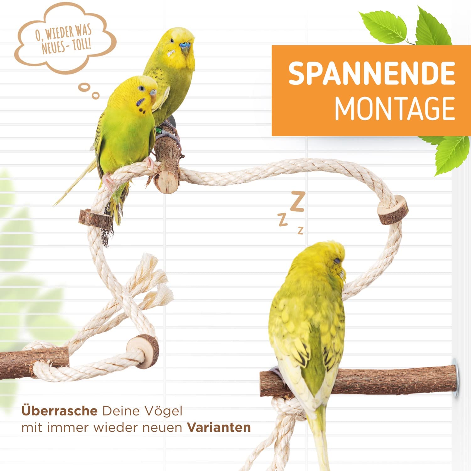 Vogel Seil Sitzstangen Aus Baumwolle - Bunte Sitzstangen Für Papageien & Sittiche (Größe L)