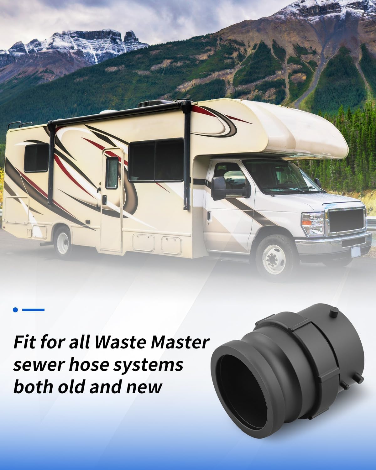 360785 Waste Master RV Sewer Hose Male Bayonet Fitting Converter Fit for all Waste Master Sewer Hose Systems, Both Old and New, Black