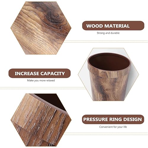 Miniatura 8 de LIFKOME Bote de basura retro de granja de 13 galones, cubo de basura decorativo, cestas de almacenamiento de mimbre, cestas de almacenamiento de