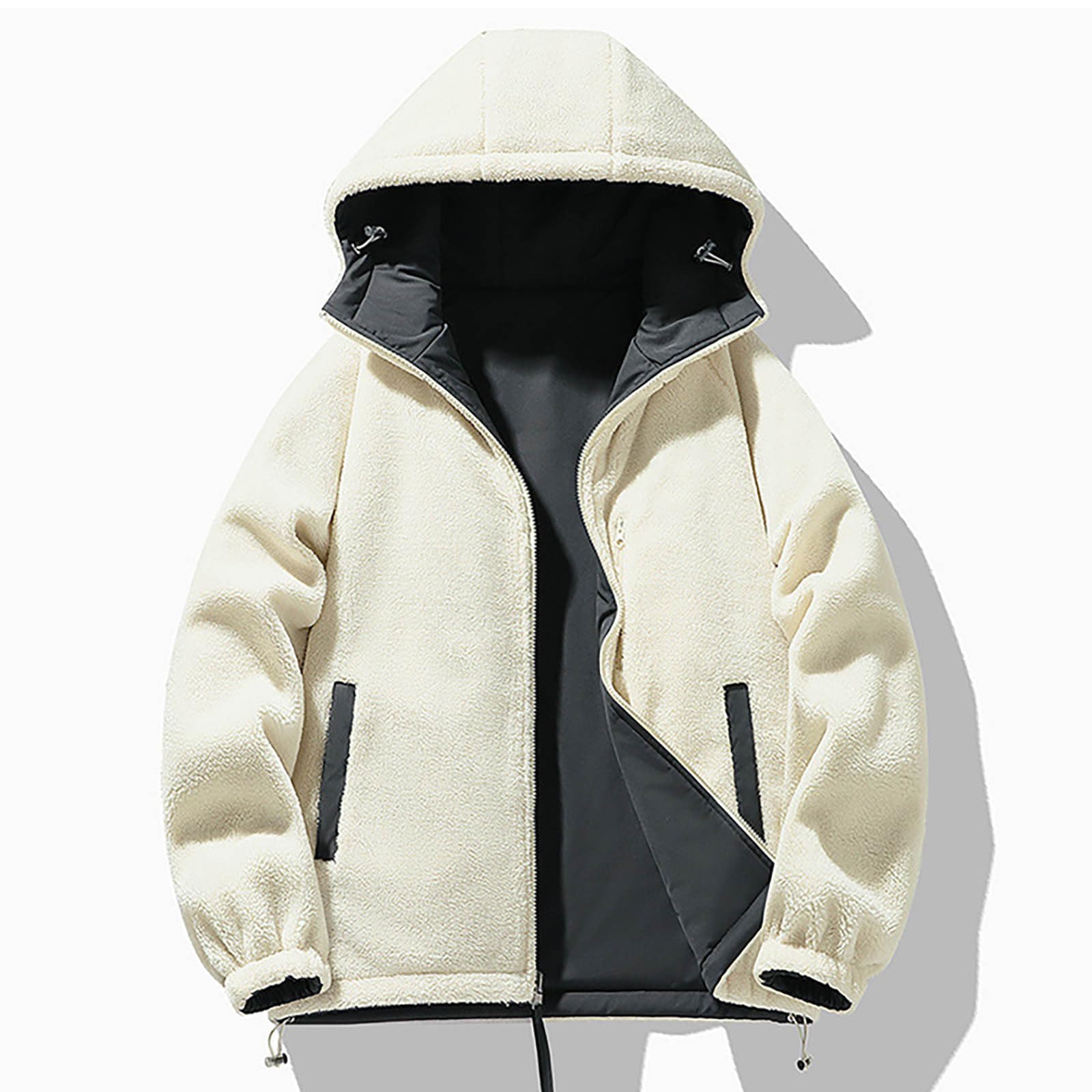 Generisch Giacca invernale da uomo con cappuccio, giacca calda, leggera, trapuntata, comoda giacca con cappuccio, casual, giacca da montagna