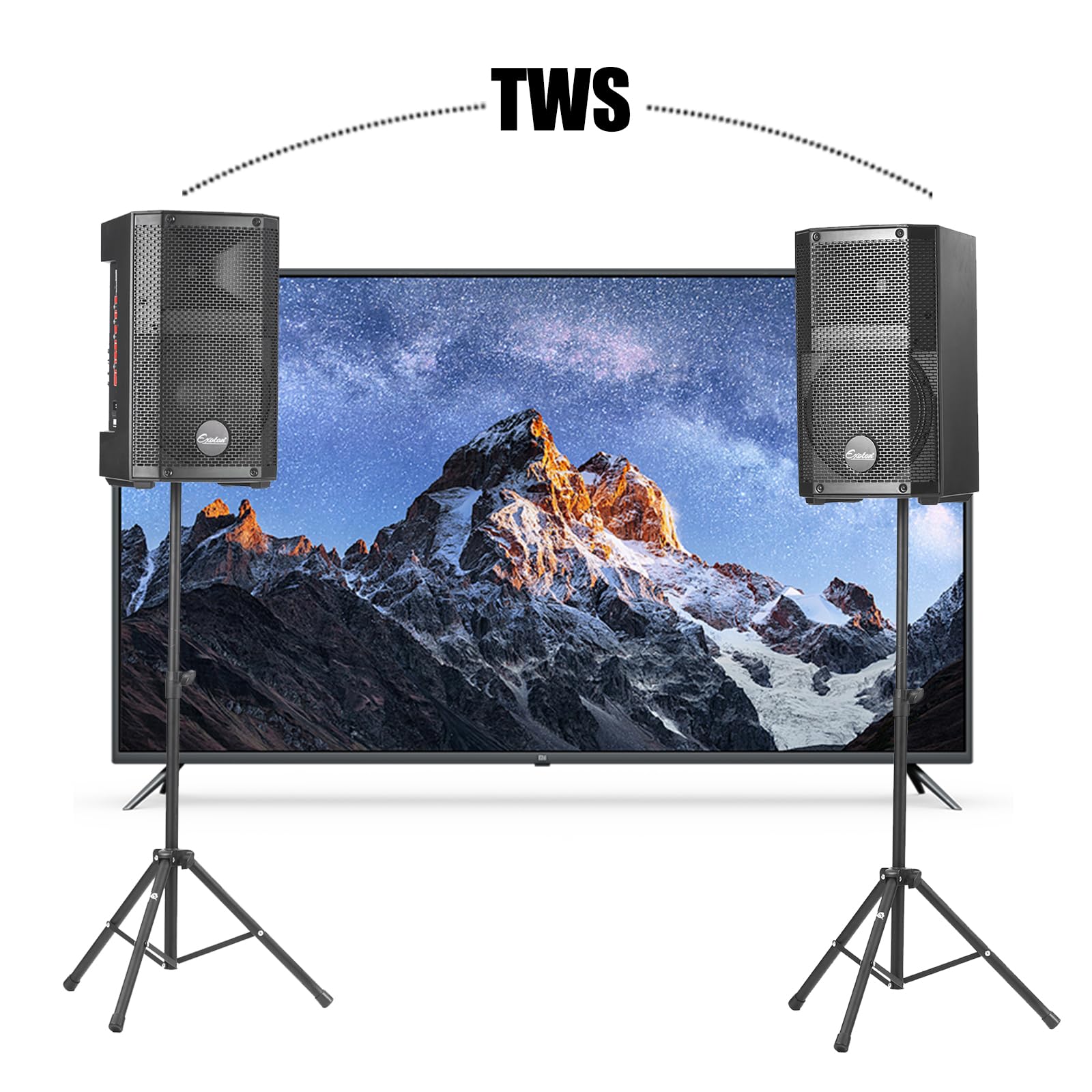 EXOTON EXOTON E-B10 - Altoparlante portatile ricaricabile da 25,4 cm, sistema PA alimentato a batteria da 800 W, DSP integrato, BT, TWS, 6 ore, perfetto per karaoke, DJ, eventi e busking