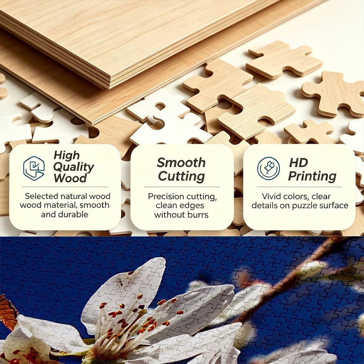 Puzzle 1000 Pezzi, Puzzle Fiore, Legno Pezzi, Regalo Donna Uomo -11705
