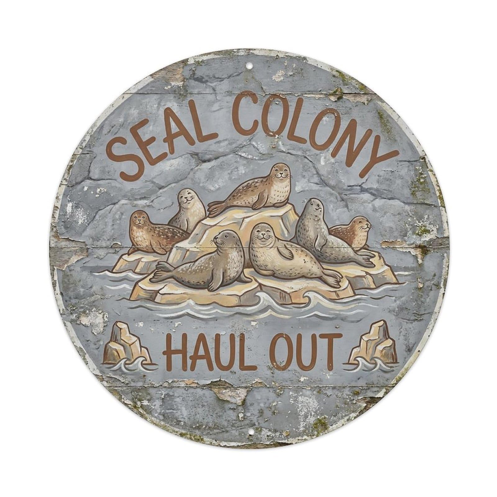 Cxhjca 8X8inch(20X20cm) Seal Colony Haul Out Metal Tin Sign
