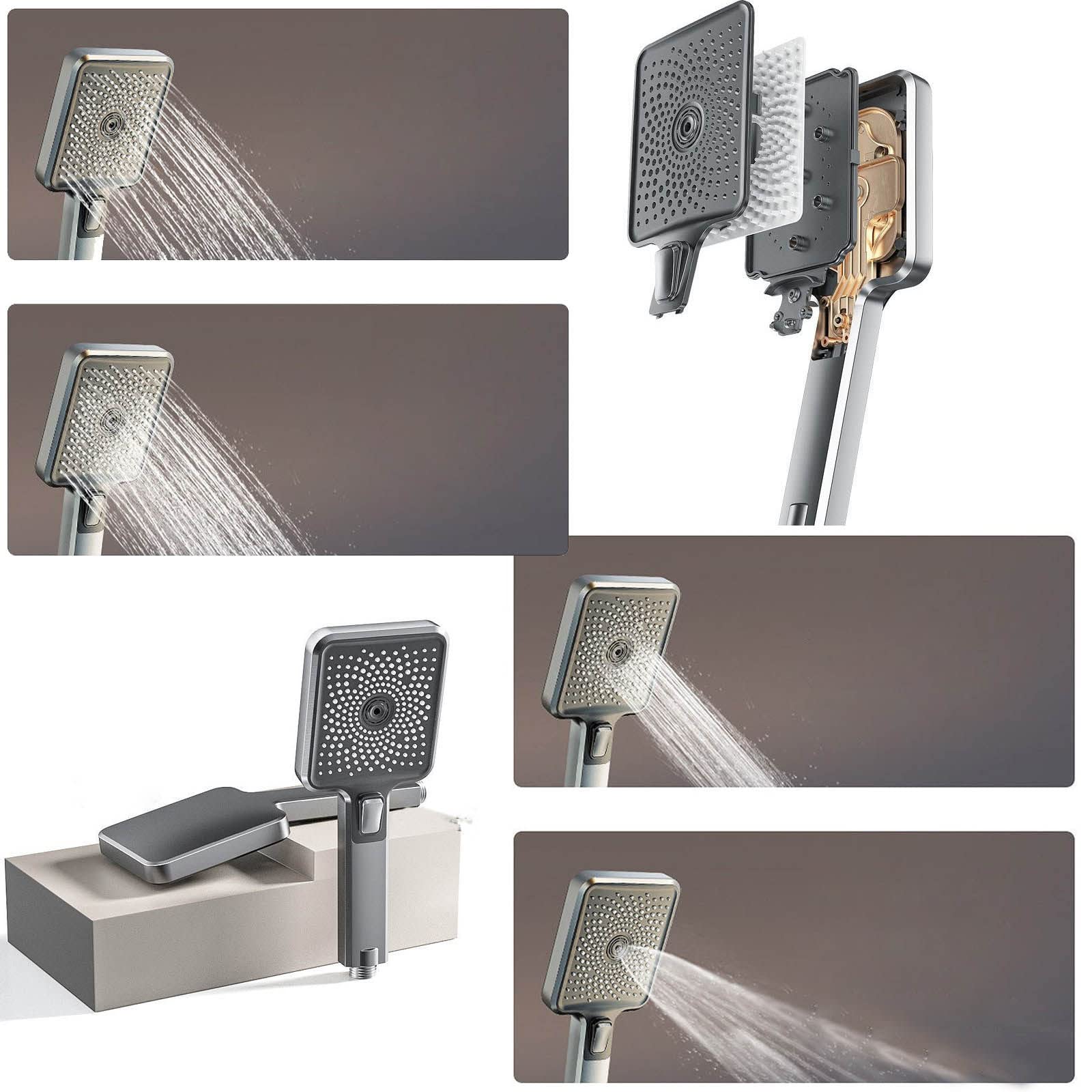 Sistema Doccia a Vista con Display della Temperatura, Set Rubinetto, soffione a Parete, Include Doppia Testa, beccuccio per Vasca e doccetta per Bidet per WC, Kit