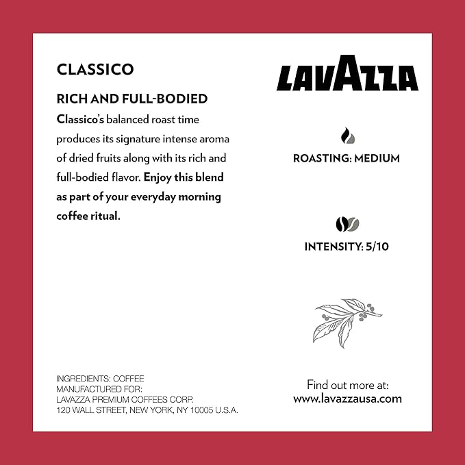Experience a consistent and flavorful coffee experience with Lavazza Classico Single-Serve Coffee K-Cup® Pods. Designed exclusively for use with Keurig® Brewers, these pods provide convenience and simplicity with a single press of a button. Say goodbye to messy grinding and hello to a hassle-free brewing process.
