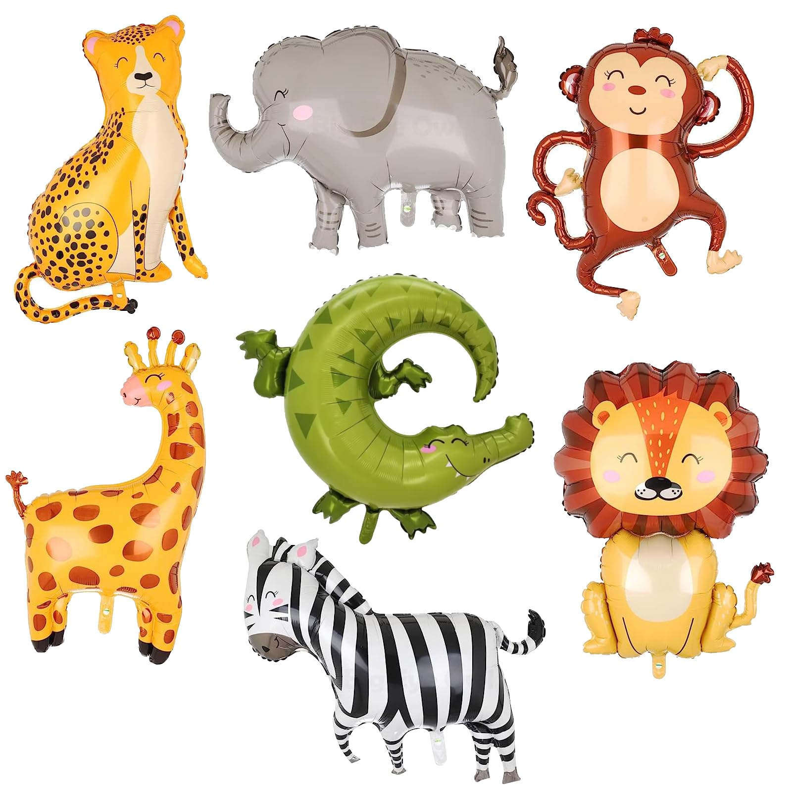 LEMONSTONE Balloon Animals, Pack of 7 Foil Animal Balloons, Jungle Safari Decoration, Reusable, Perfect for Baby Showers, Kids Parties