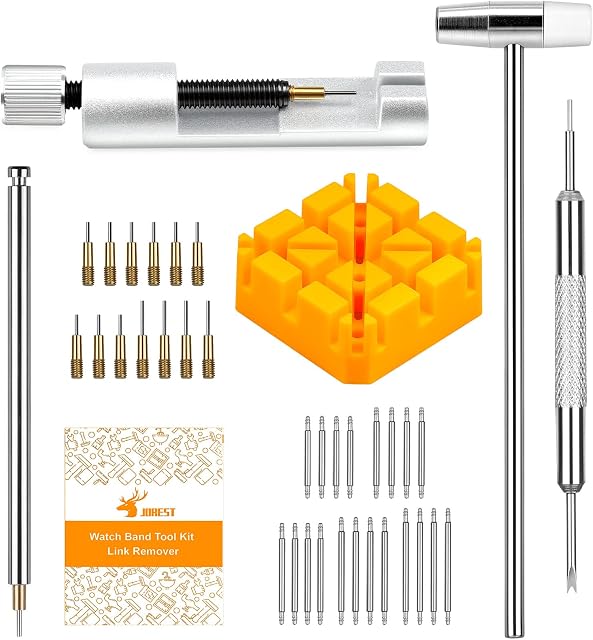 JOREST Watch Link Removal Kit, Watch Strap Tool to Adjust and Replace Watch Strap, Watch pin Removal Tool, Watch Repair Tool Kit, Watch Link Remover, 20PCS Watch Spring Bars, 13PCS Spare Needle