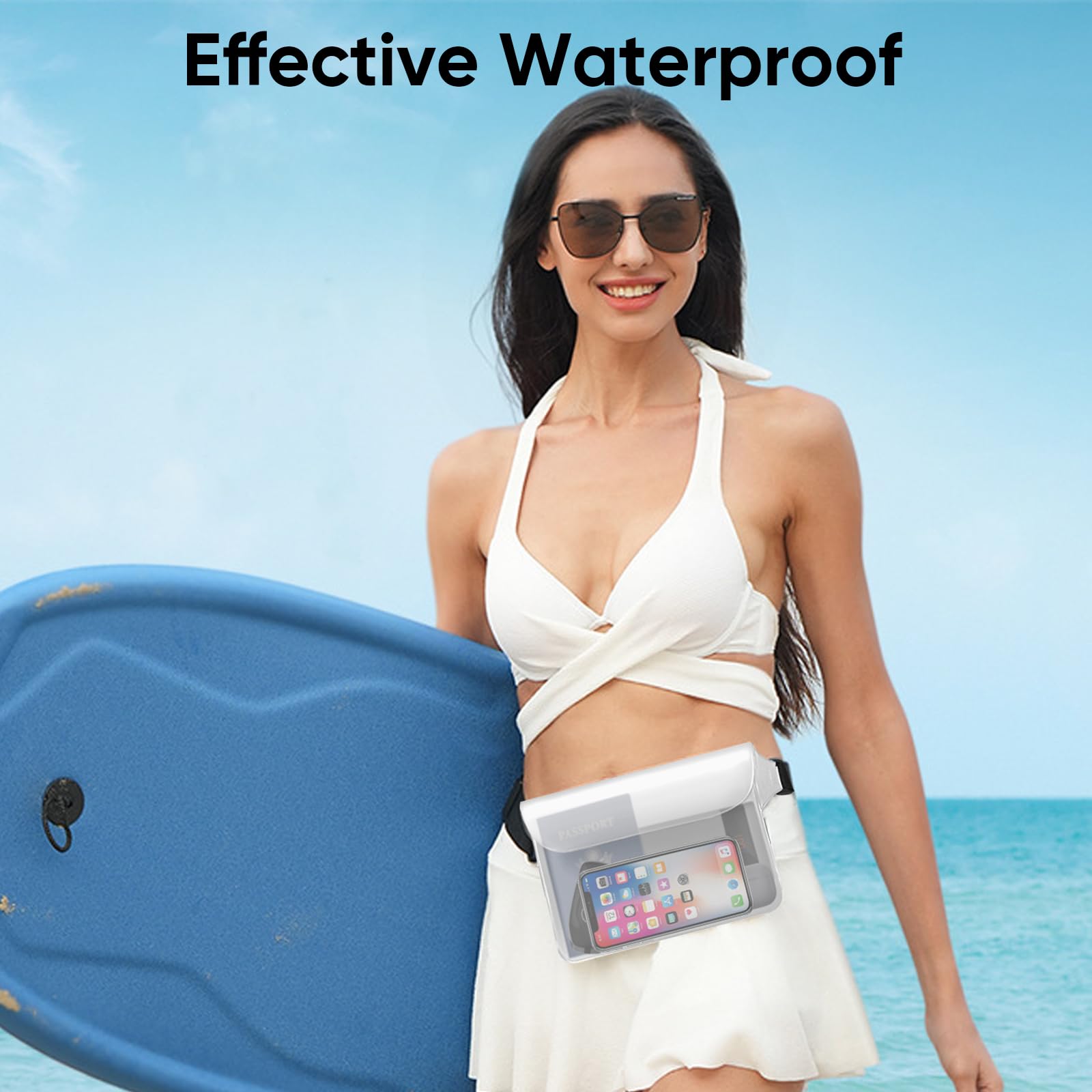 wawscote Waterproof Fanny Pack, Adjustable Waist Strap & Screen Touch Sensitive Floating Waterproof Bags?for Travel Beach Swimming Kayaking Boating Pool Accessories