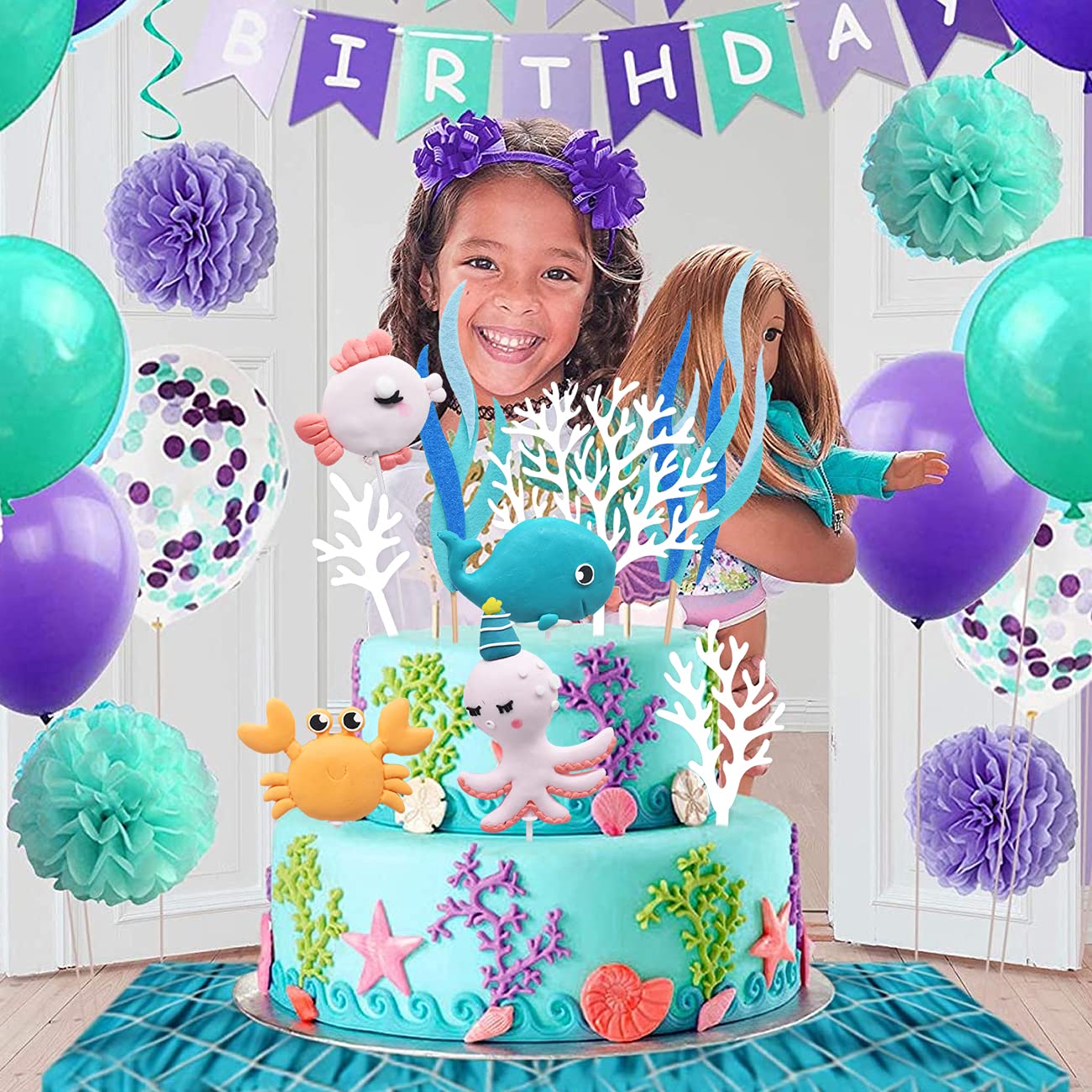 Decorazioni Torta Compleanno Mare - 11 Pezzi Animali Oceano, Per Torte E Cupcake - Foto 3