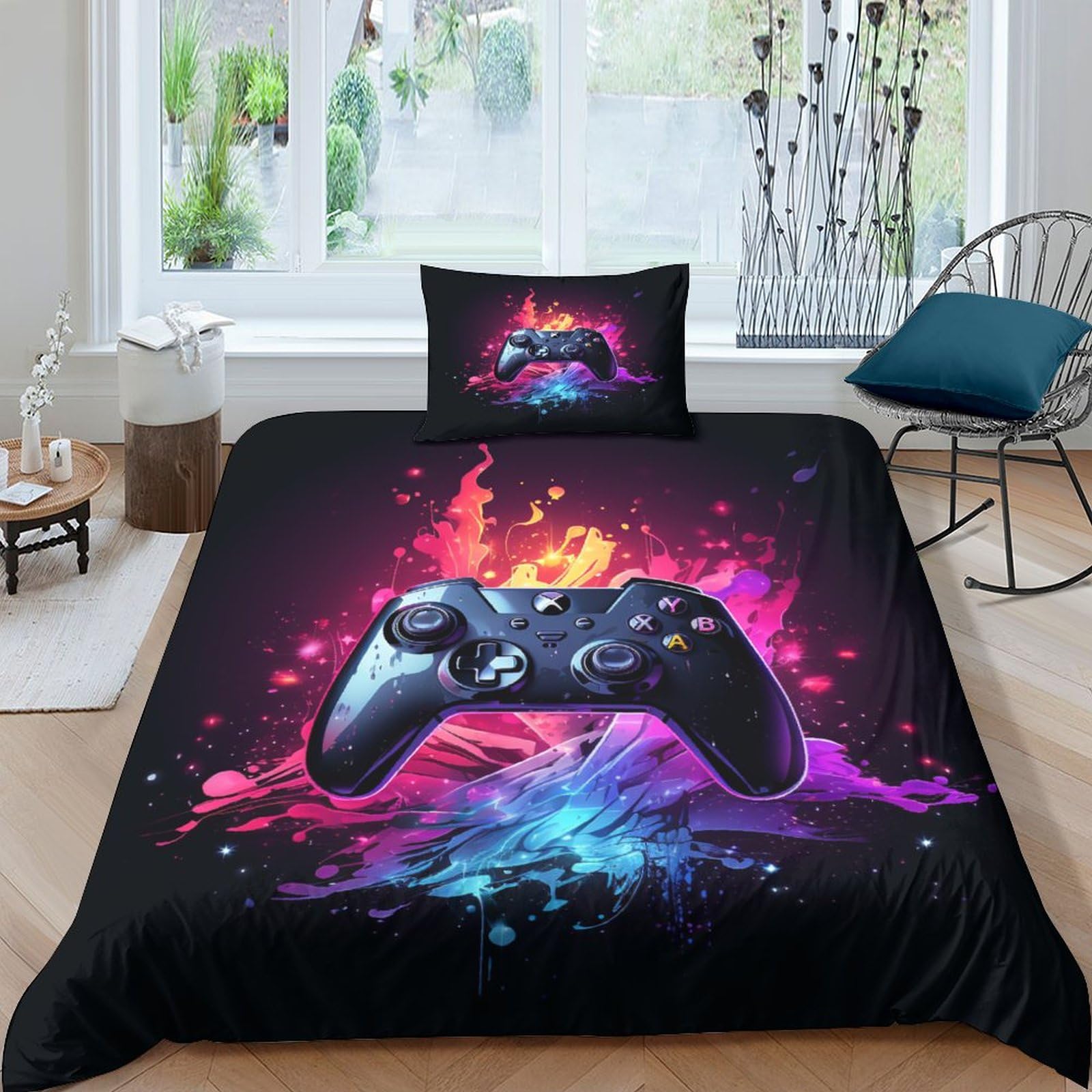 Housse de couette console de jeux pour chambre d'enfant et ado passionné de jeux vidéo