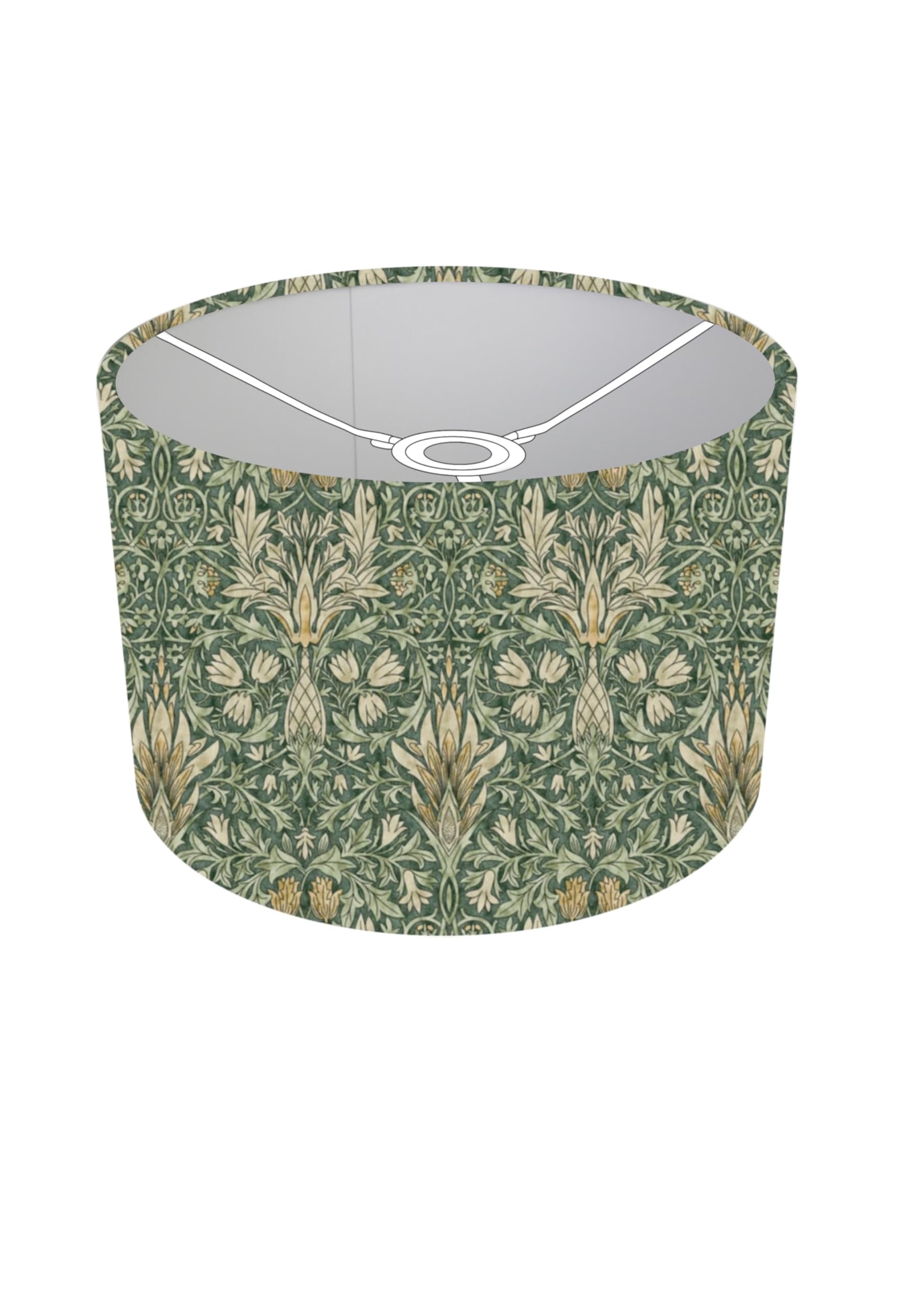 Kushade Green 40Cm (Diameter 16" X Height 10") William Morris Snakeshead Forest Ceiling Only Pendant Shade