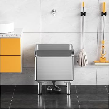Mop Sink-Stainless Steel Floor Sink Floor Standing Stainless Sinks for Laundry, Kitchen, Garage, and Restaurant 17.72 * 16.14 * 21.65"