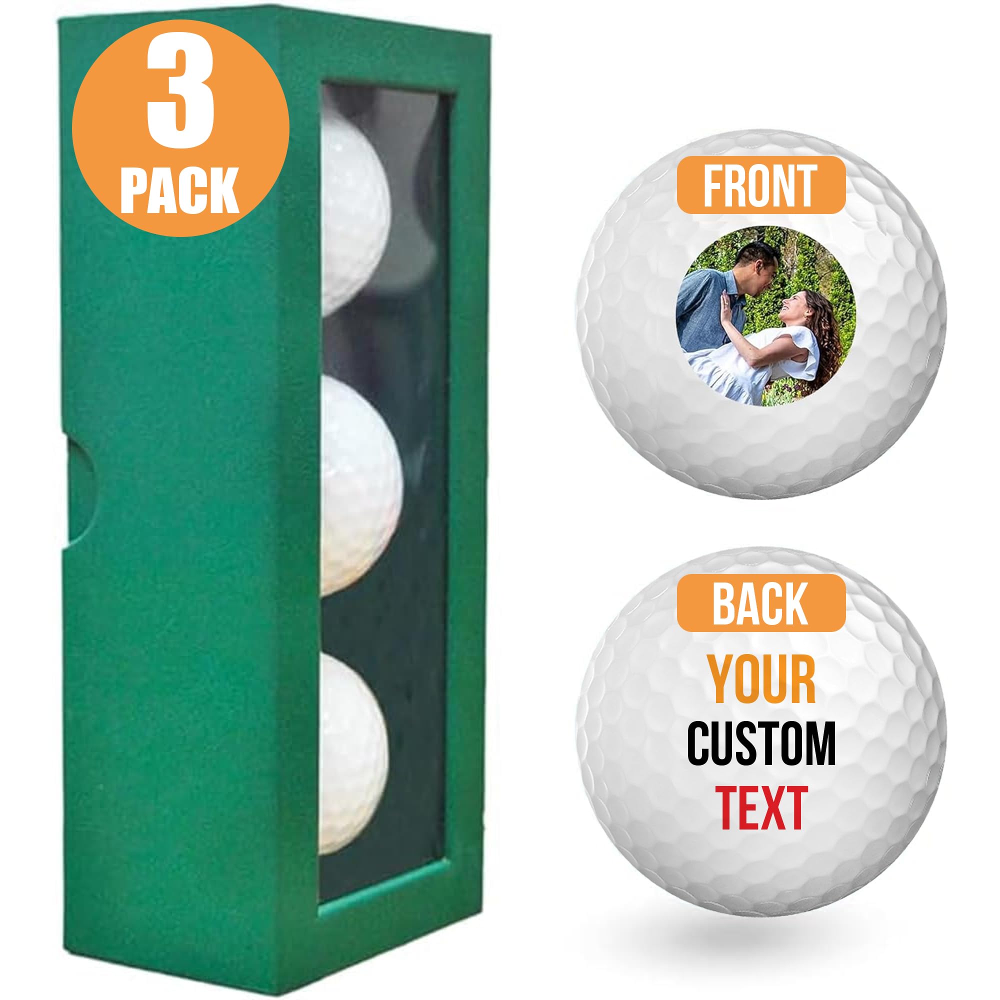 Personalized Golf Balls, Gifts for Men, Custom Logo or Photo GolfBall, Funny Gift for Golfers, Husband, Boyfriend, New Dad, Brother, Wedding, Groomsmen, Retirement (3 Pack)