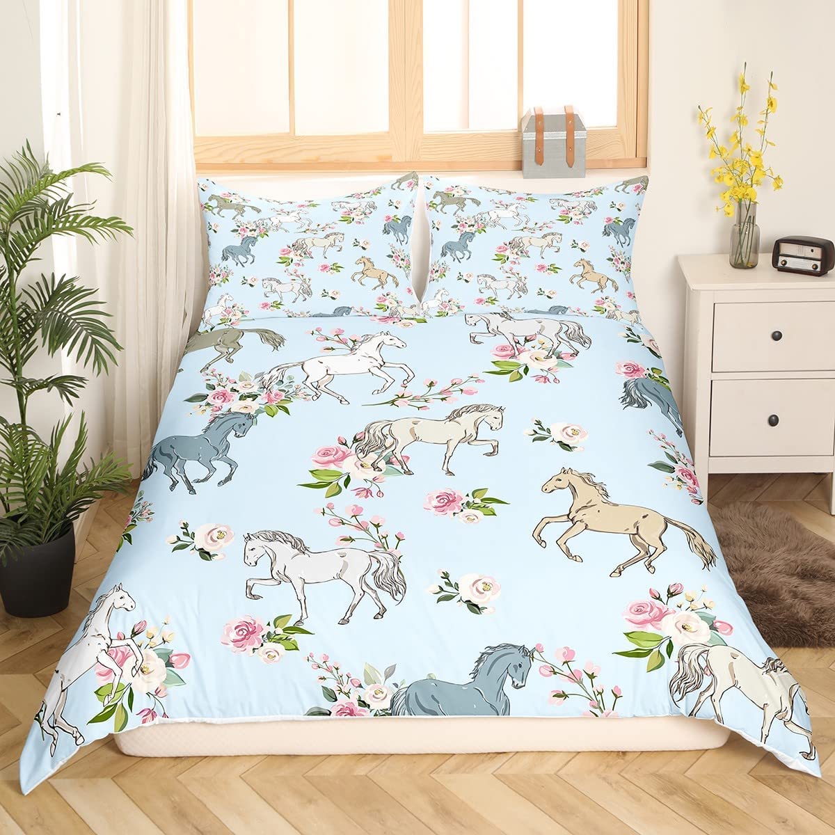 Housse de Couette 90 x 190 cm Chevaux qui courent dans le désert - Parure de Lit Enfant 1 Personnes avec Fermeture Éclair Sets de Housse Couette en Polycoton avec 1 Taie Housse de Couette 90 x 190 cm Chevaux qui courent dans le désert - Parure de Lit Enfant 1 Personnes avec Fermeture Éclair Sets de Housse Couette en Polycoton avec 1 Taie