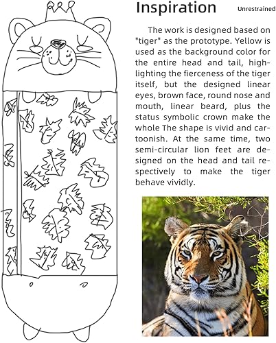 Miniatura 4 de Kids Sleeping Bag with Pillow Portable and Foldable Medium 54 x 20 2 in 1 Cartoon Animal Pillow