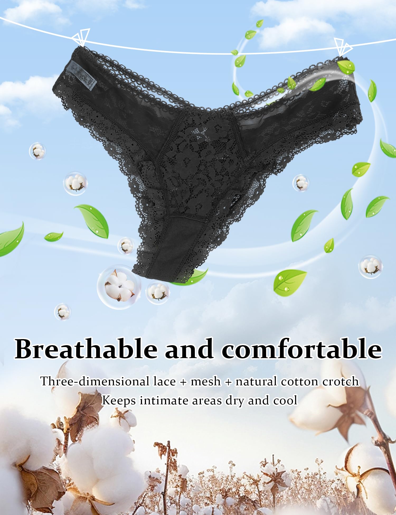 ohyeahlady Women's Sexy Lace Thong Plus Size Tanga Briefs Panties Strings Lace Lingerie Naughty Cheeky Underwear: 3X-Large-4X-Large 1pcs-black