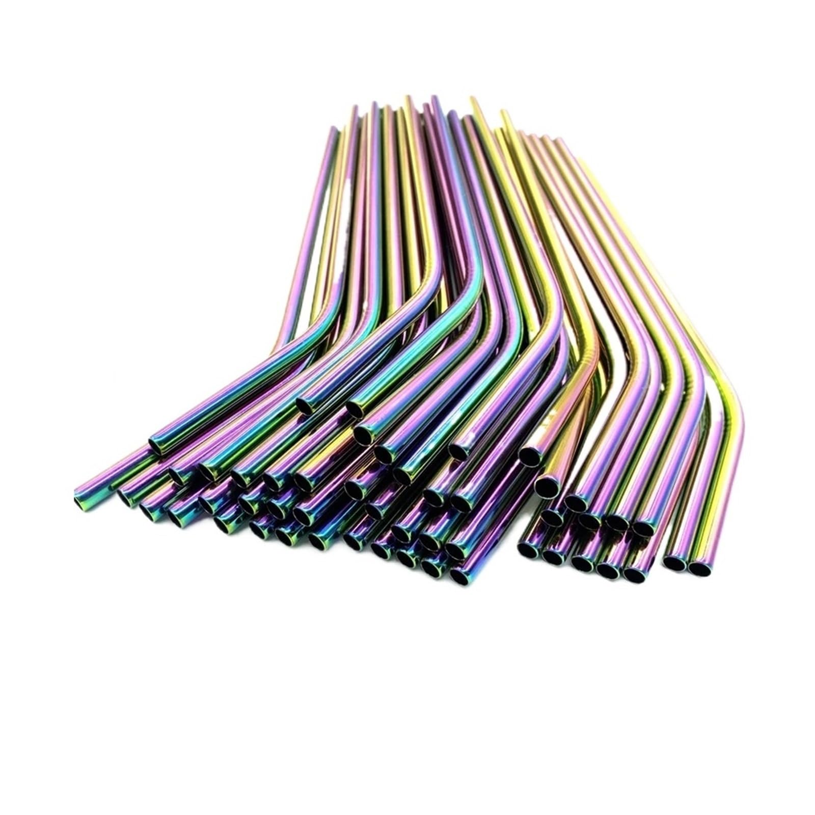 100 stücke Strohhalme Wiederverwendbare 304 Edelstahl Bunte Trinkhalme(Rosegold Straight)