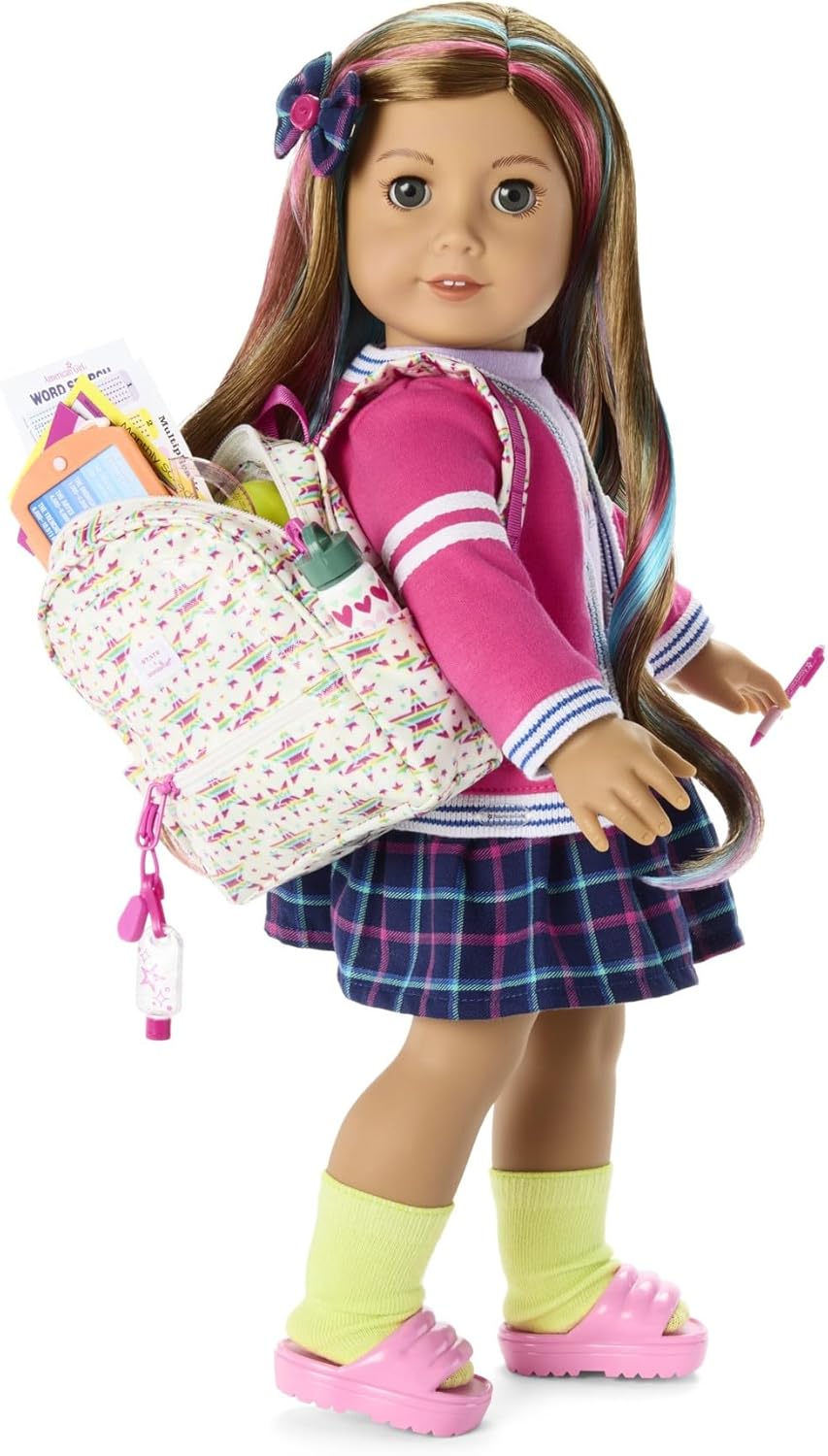 American Girl Truly Me 18-inch Doll School-Day Style Outfit with Cardigan, Tee, and Pair of Sneakers, For Ages 6+