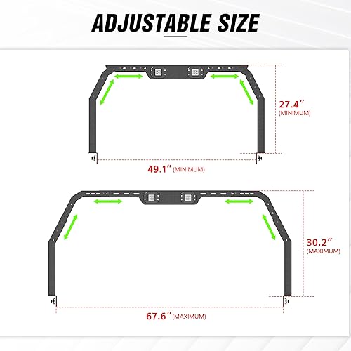 Miniatura 3 de Bastidores de cama ajustables de 27 a 30 pulgadas de altura compatibles con TacomaTundraRam 1500Silverado y Sierra 1500F150Gladiator
