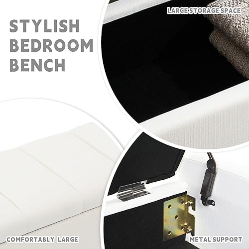Miniatura 7 de Otomana de 47.25 pulgadas con almacenamiento, banco de almacenamiento para el extremo de la cama, banco de entrada, reposapiés multifuncional