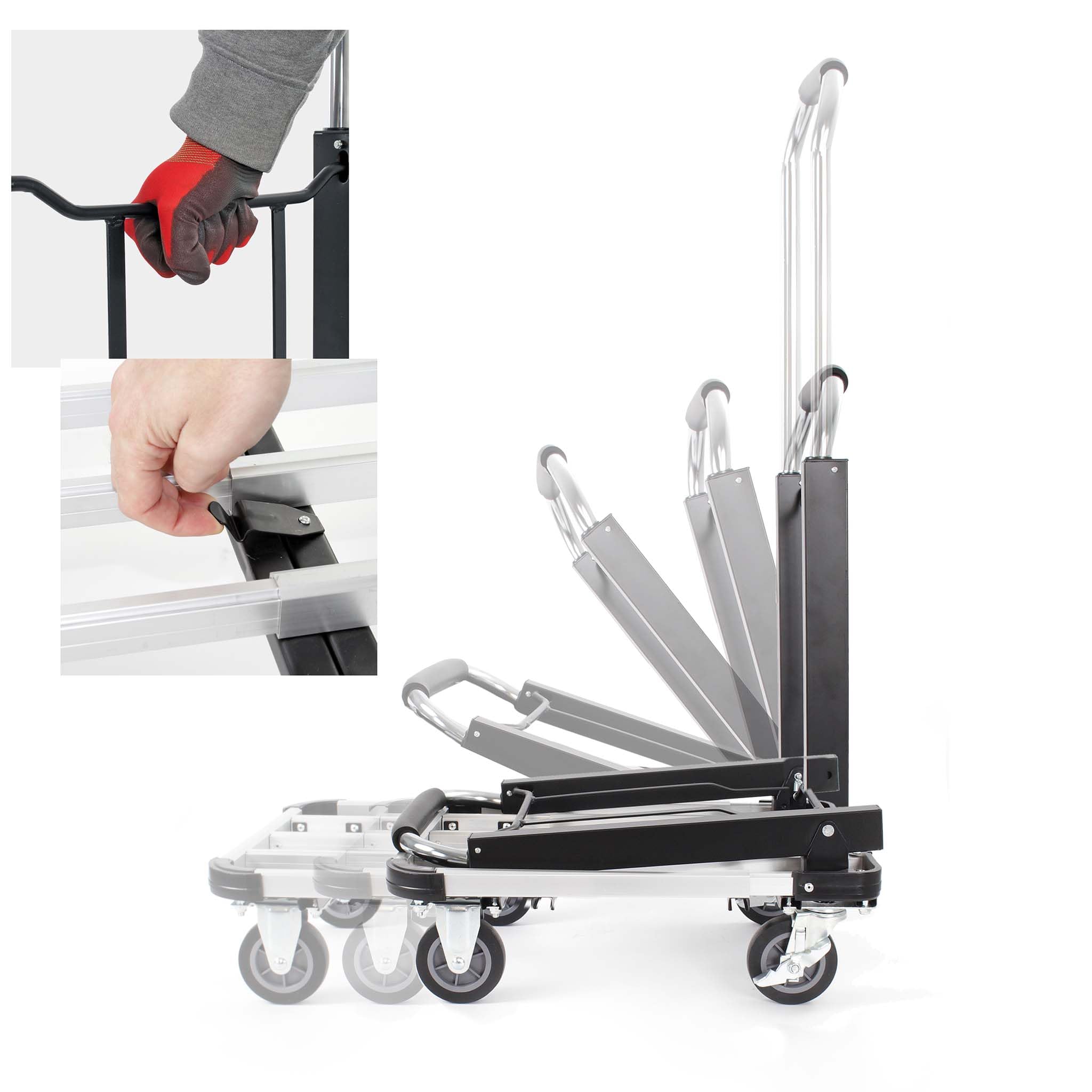 XPOtool Carro de Transporte Plegable 150 kg transportador de Mano con Freno y Plataforma Extensible
