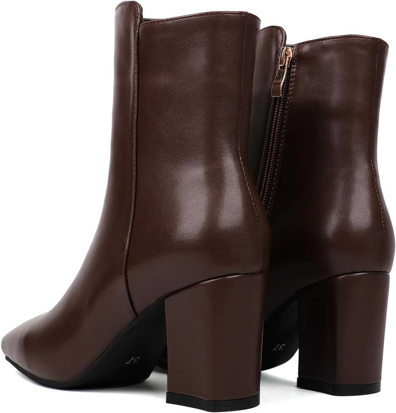 Caradise Womens Chunky Block Heel Booties Zip Up Square Toe Ankle Boots