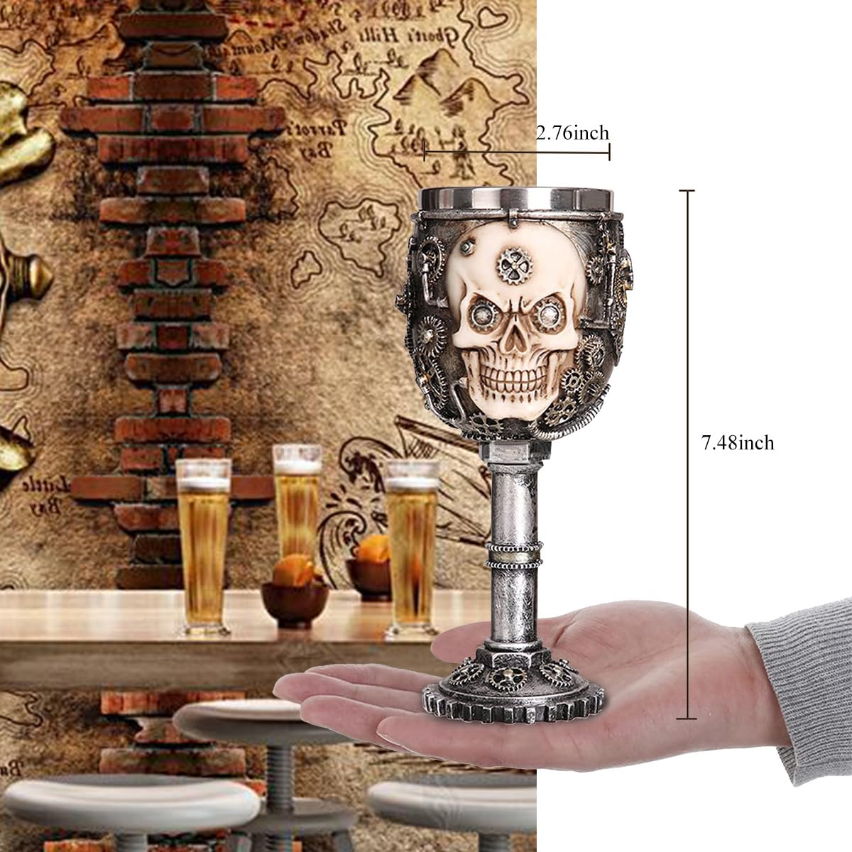 Verre À Vin En Acier Inoxydable En Forme De Crâne Squelette En Resine Tasse A Biere Viking Guerrier Tasse A Tete De Mort Medievale Verres A Vin Fantaisie Gothiques Pour Halloween Noel
