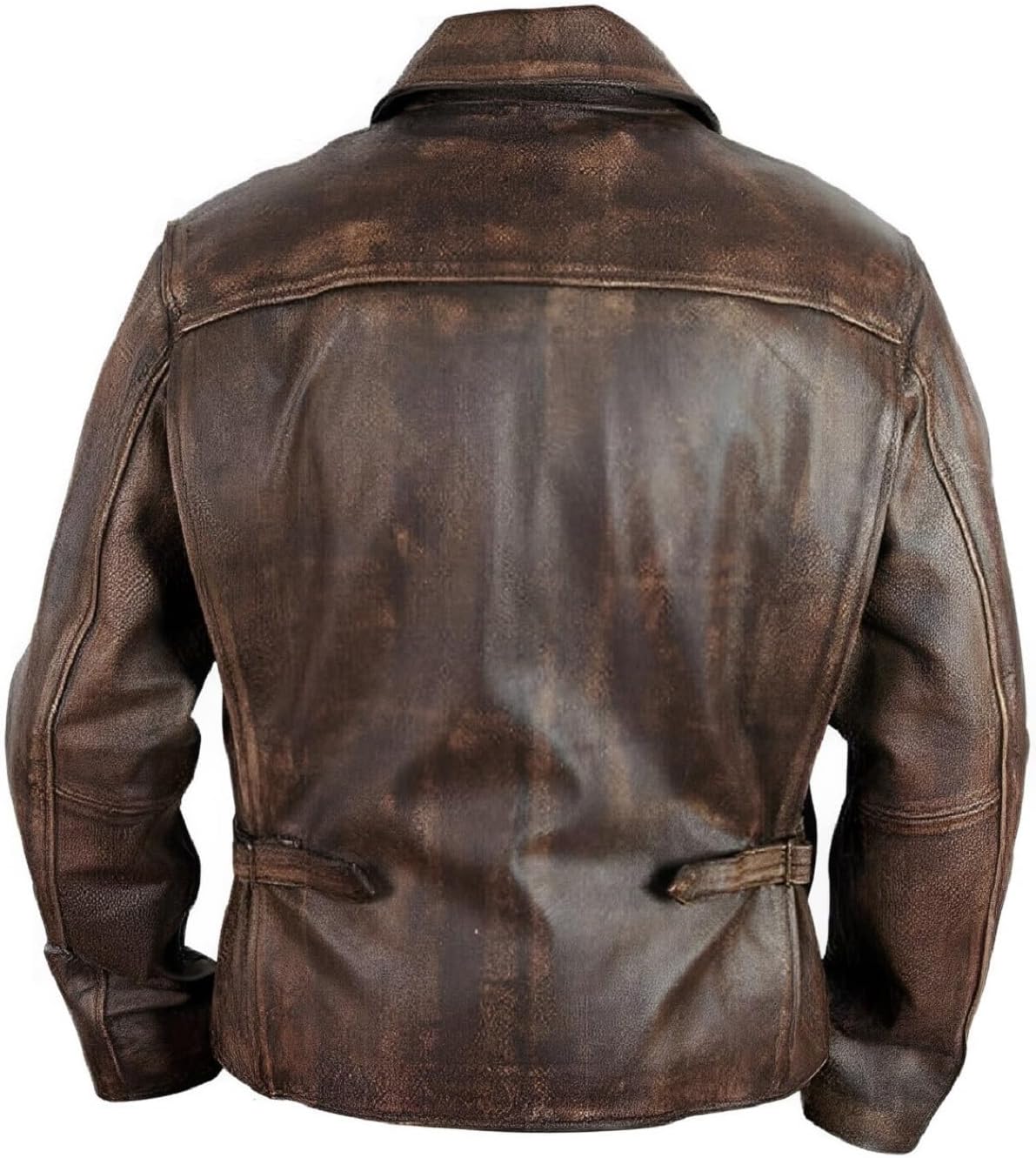 AMERI　CRUSHED LEATHER COAT Men's Indiana Jones Brown Leather jacket | distressed