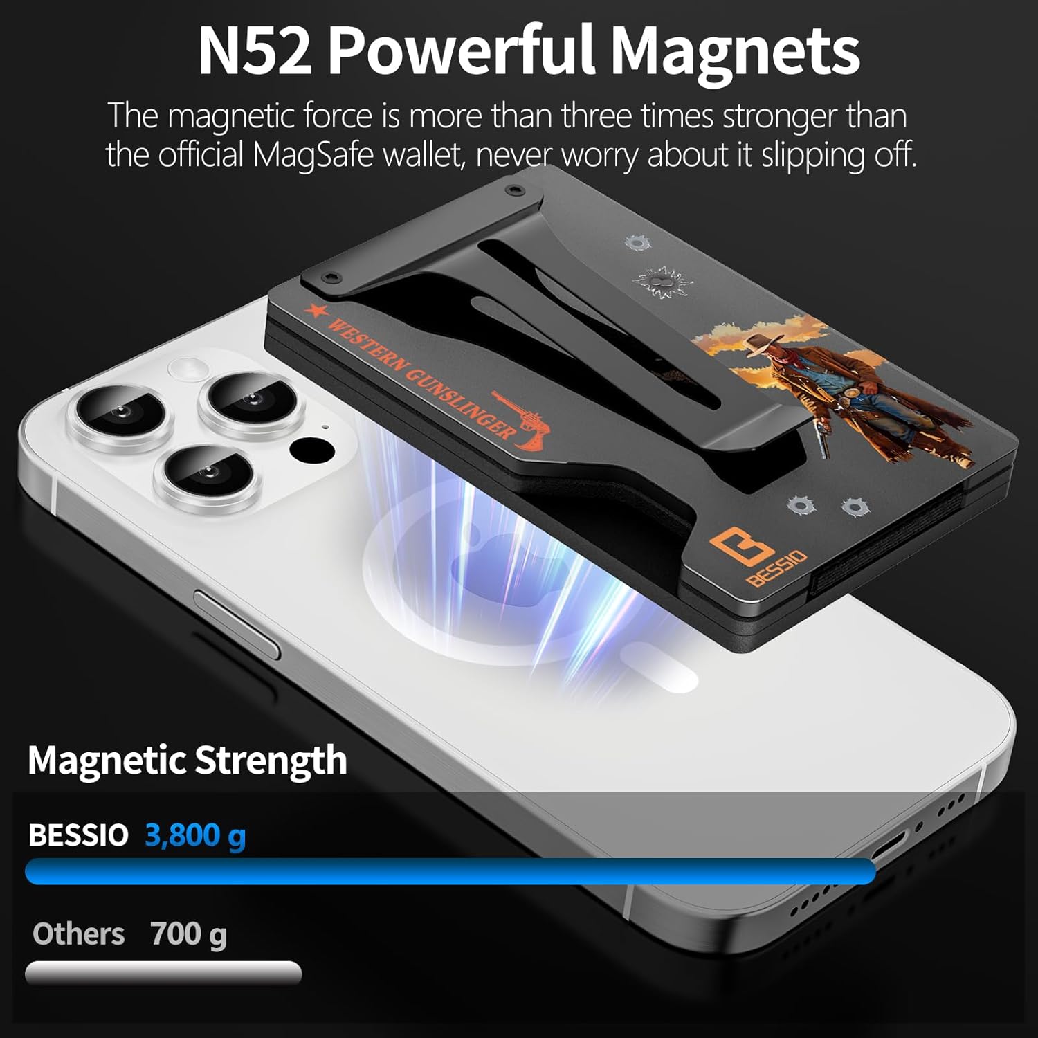 Magnetic Phone Wallet Compatible with Apple MagSafe - Metal Card Holder with AirTag Holder, RFID Blocking & Money Clip Mag Safe Wallet for iPhone 17 16 15 14 13 12 Pro Max/Pro/Plus/Mini - Image 3