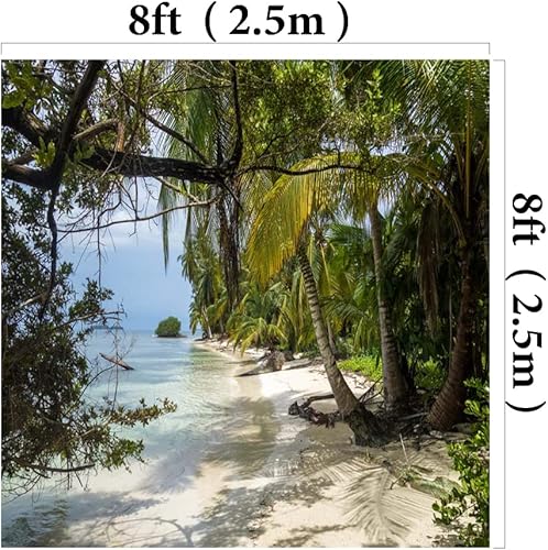 Miniatura 10 de Kate 7.2 x 4.9ft telón de fondo de playa de verano tropical con estampado de selva tropical y fondo de tela para estudio fotográfico