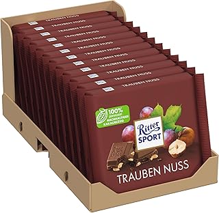 Ritter Sport Rum Raisin Hazelnuts 100g (Pack of 12)