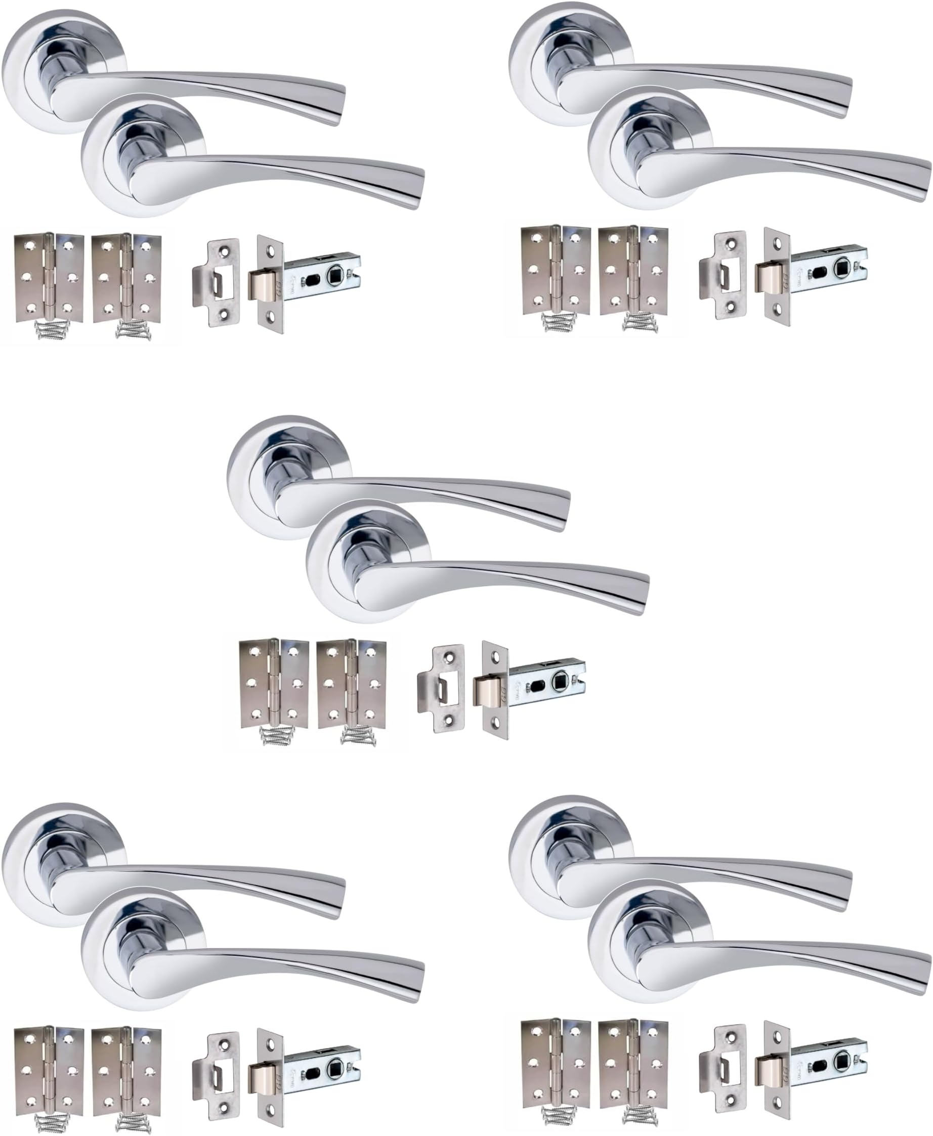 Golden Grace 7 Sets of Astrid Design Modern Chrome Door Handles on Rose