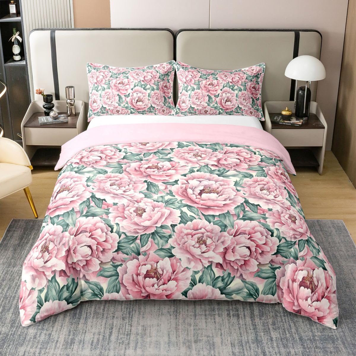 Housses de couettes feuilles de jardin floral coton 200x200