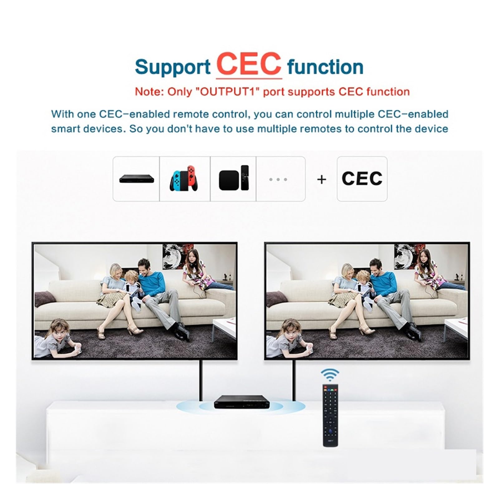 Rozdzielacz 2.0 1X16 CEC 16-portowy TV 4K 60Hz HDR EDID Control Bezproblemowe Przełączanie