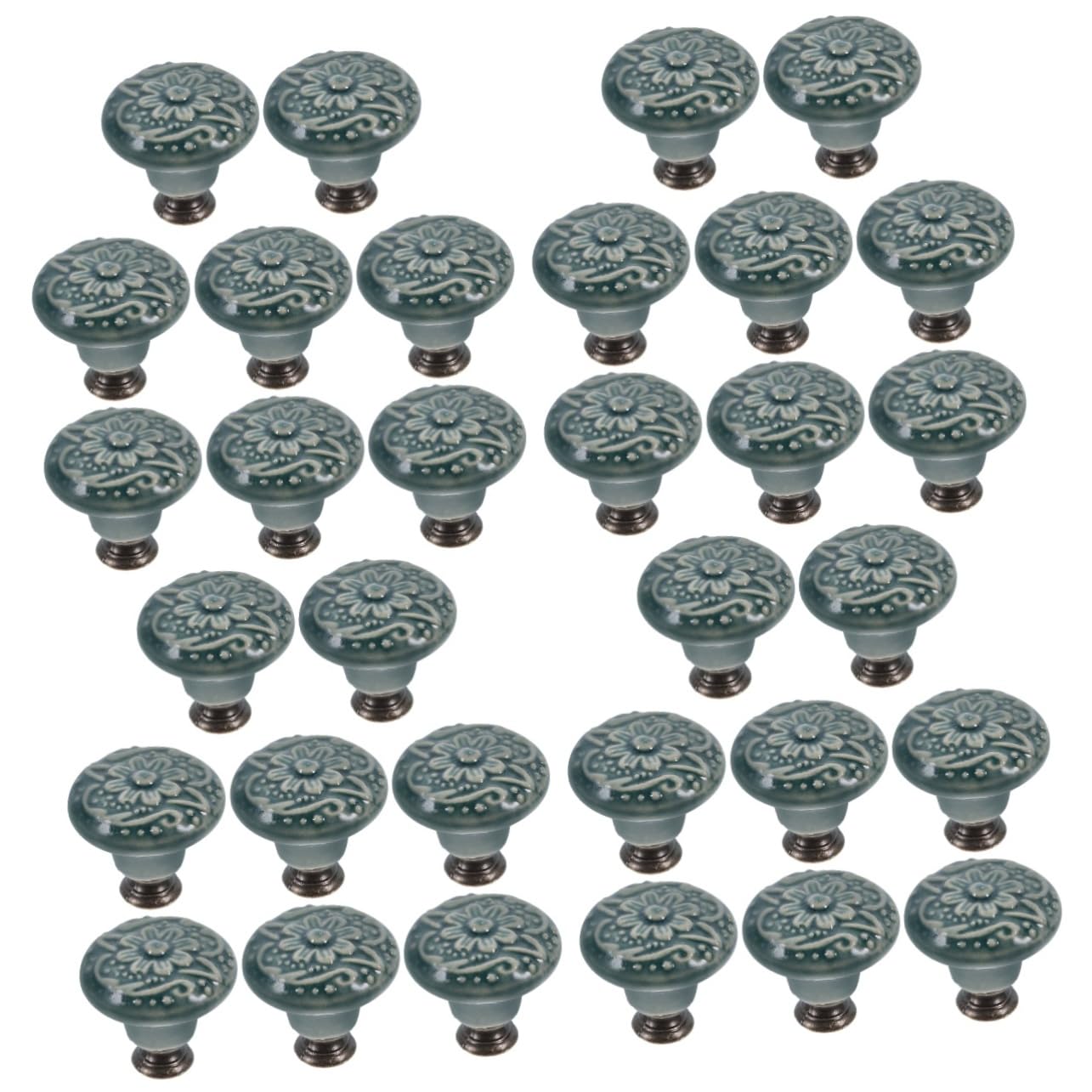 Boutons de porte d'armoire ronds en céramique noire Operitacx | Lot de 8 pièces