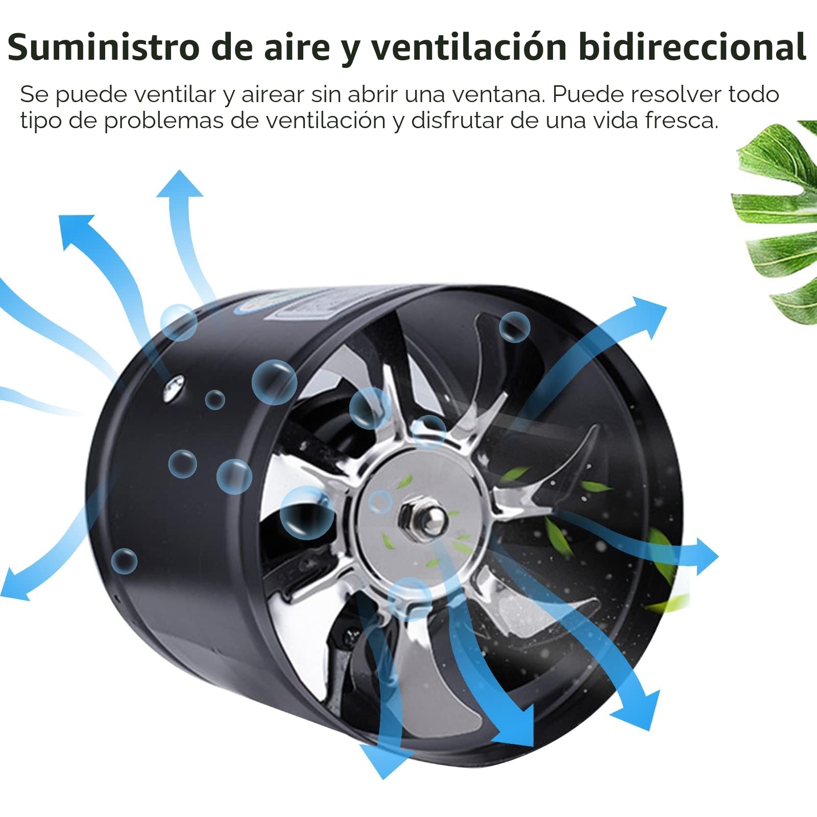 Ventilador axial de tubo de 100 mm de diámetro, ventilador de extracción, 25 W, para baño, inodoro, cocina, invernadero, tienda de campaña, garaje (100 mm, negro)