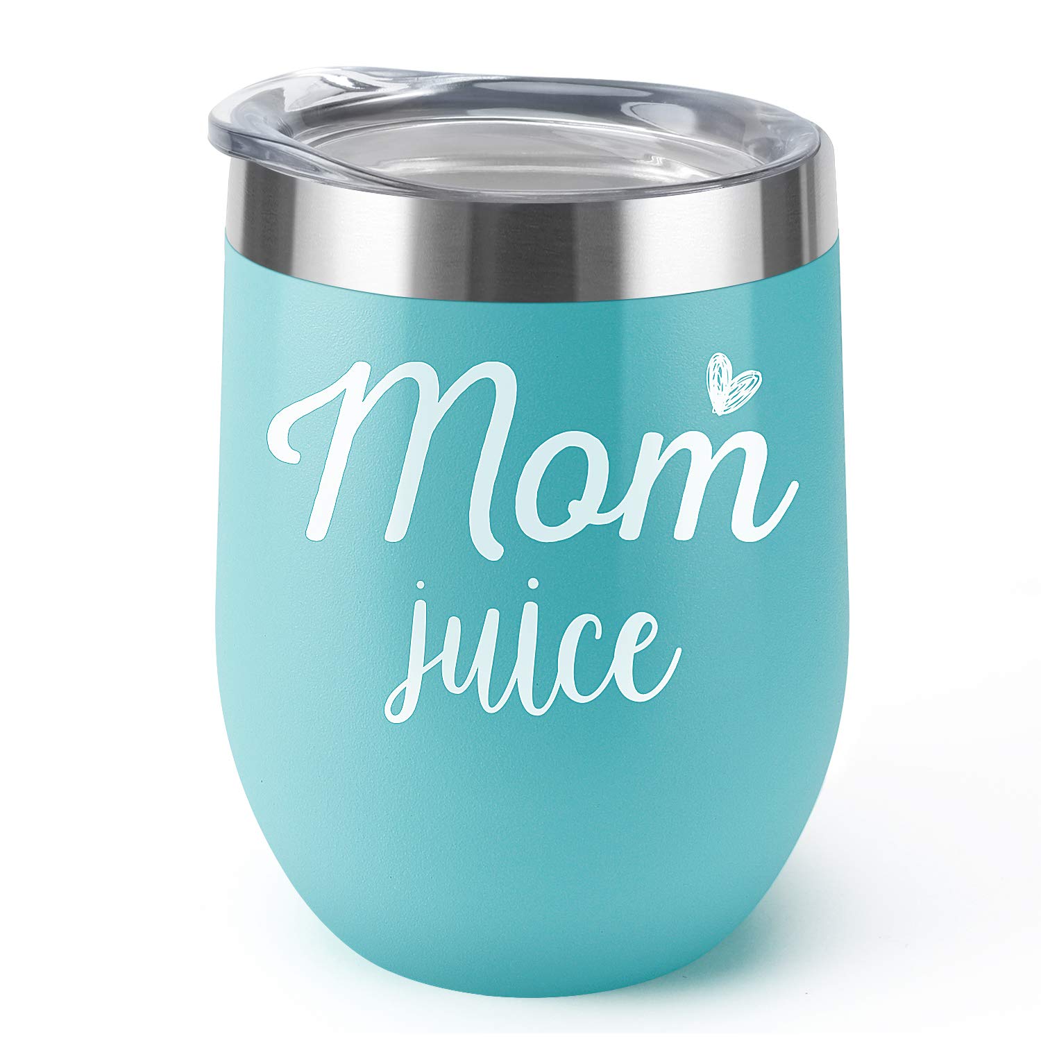Mom Juice|Supkiir 12 oz Wine Tumbler, Blue Double Wall Vacuum Insulated Wine Glasses with Lid, Stainless Steel Cup for Wine,Coffee,Cocktails,Ice Cream|Perfect Mother's Day, Christmas Gift