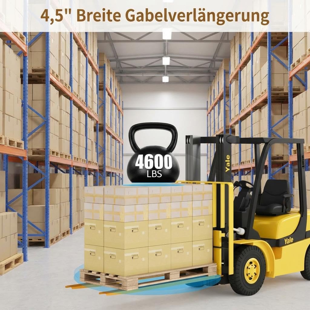 Garvee Gabelverlängerung geschlossen 152x11,5cm 2000kg Gabelstapler Gelb | Sicherungskette, Einteilig, Hochbelastbar, Palettengabel, Industrie, Lager, Zinken, Stabil, Pulverbeschichtet, Logistik
