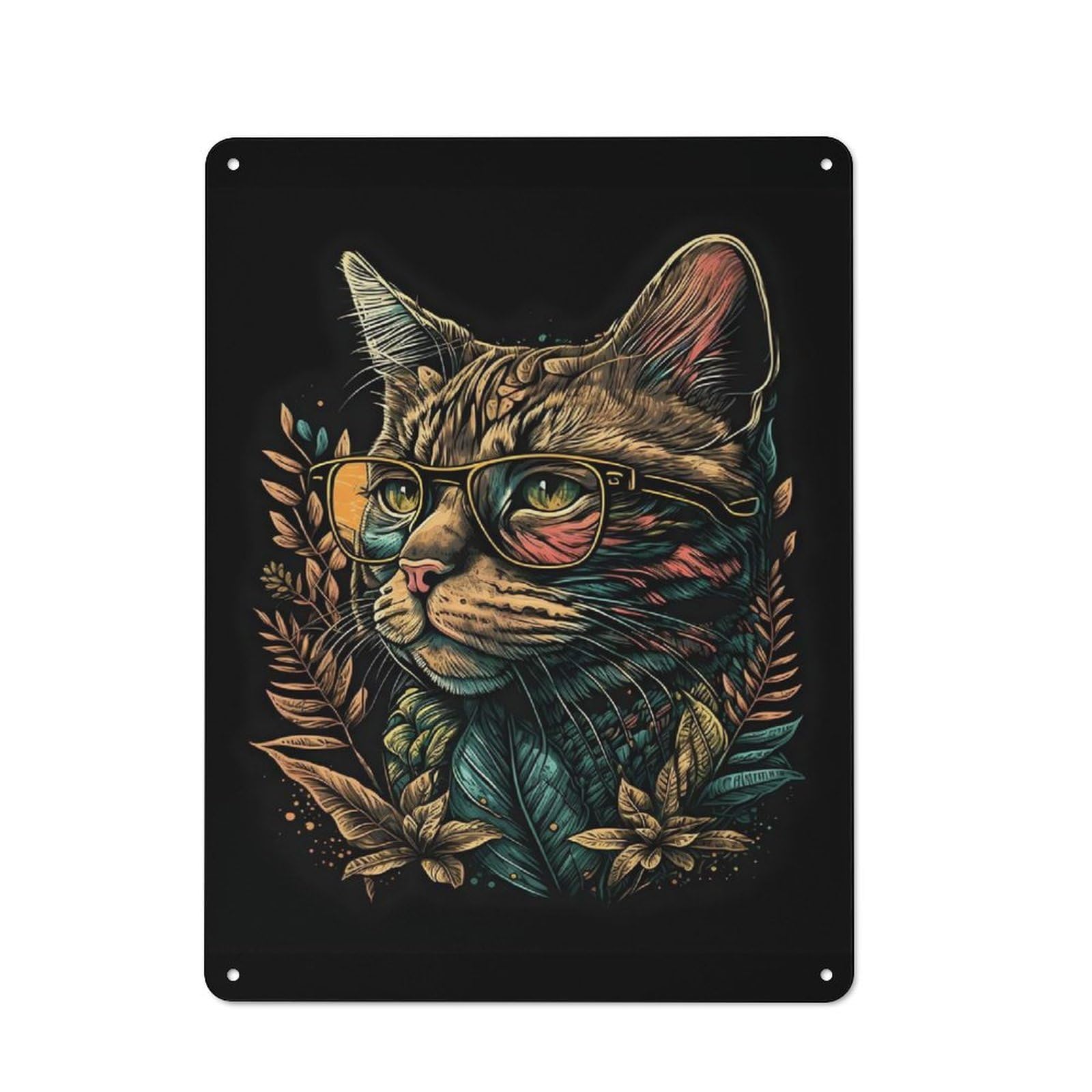 Junmoney Retro Cat Art Tin Sign 40X30cm With For Bar Or Restaurant, Retro Decor, For Garage, Workshop And Man Cave Decoration