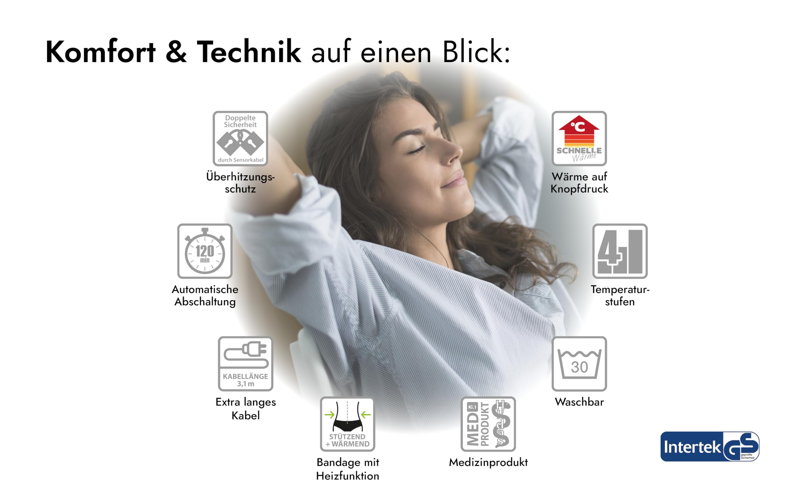 Rückenbandage mit Wärme, beheizter Rückenstützgürtel gegen Rückenschmerzen