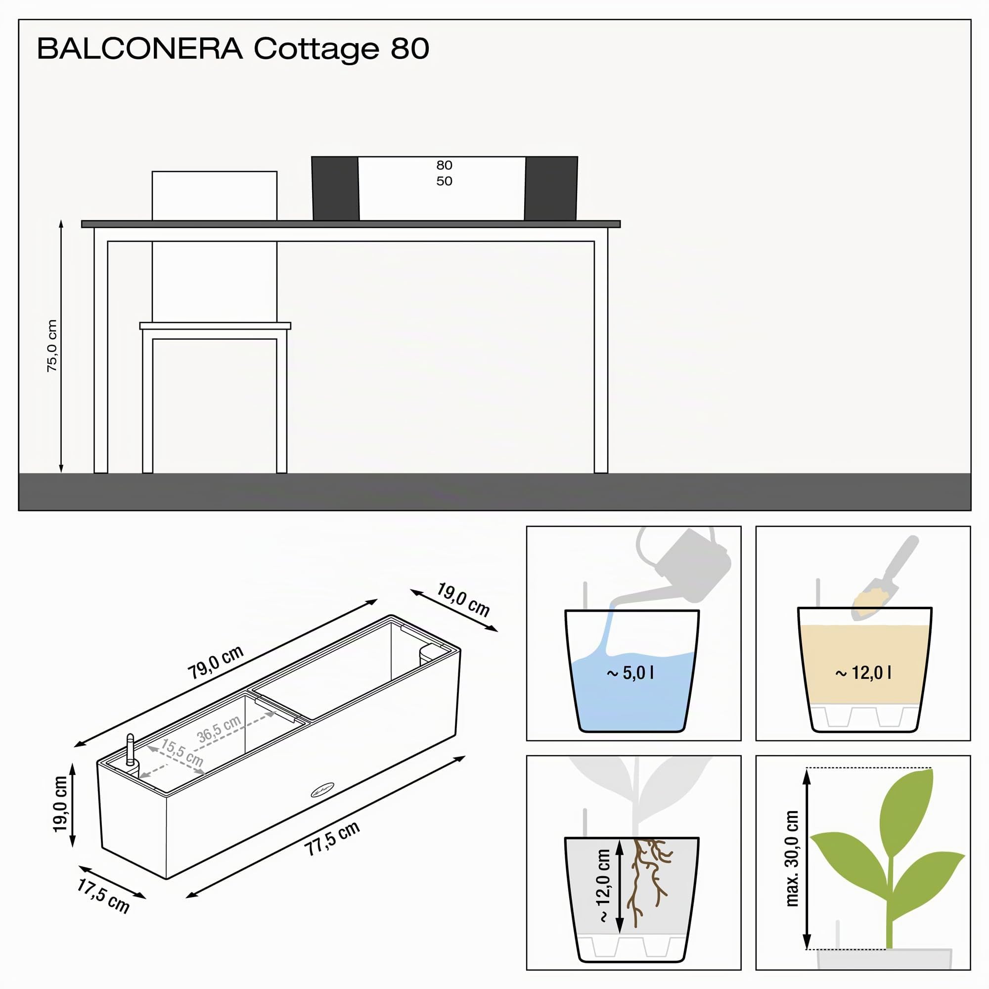 LECHUZA BALCONERA Cottage 80 Brun Sable 15456
