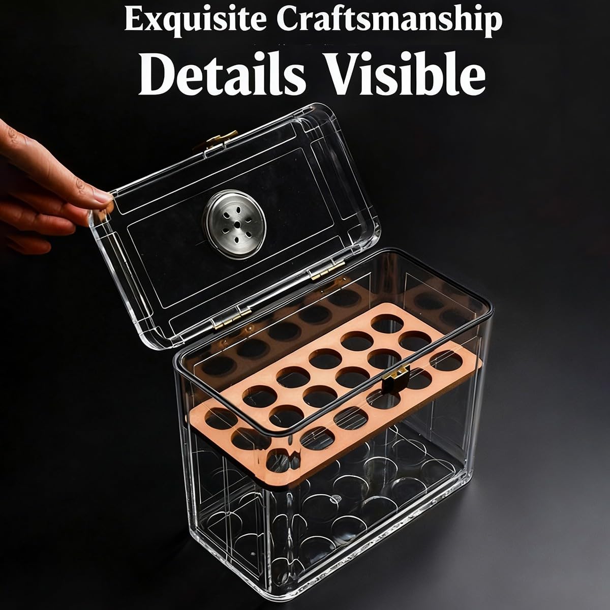 Humidor de Puros Hecho a Mano,Cava de Puros HumidorsCedro,Higrómetro,Humidificador de Puros,Clásico Desk Humidor para hasta Muchos Puros Regalos para Fumadores de Puros
