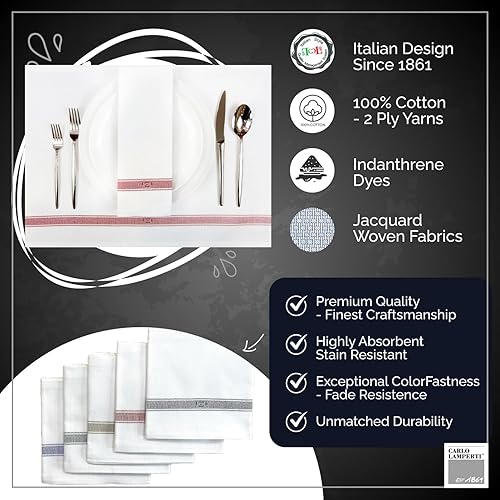 Miniatura 3 de CARLO LAMPERTI Italia - Manteles individuales de lino y algodón europeo de primera calidad (juego de 4), Capri de 20 x 14 pulgadas, sostenibles y