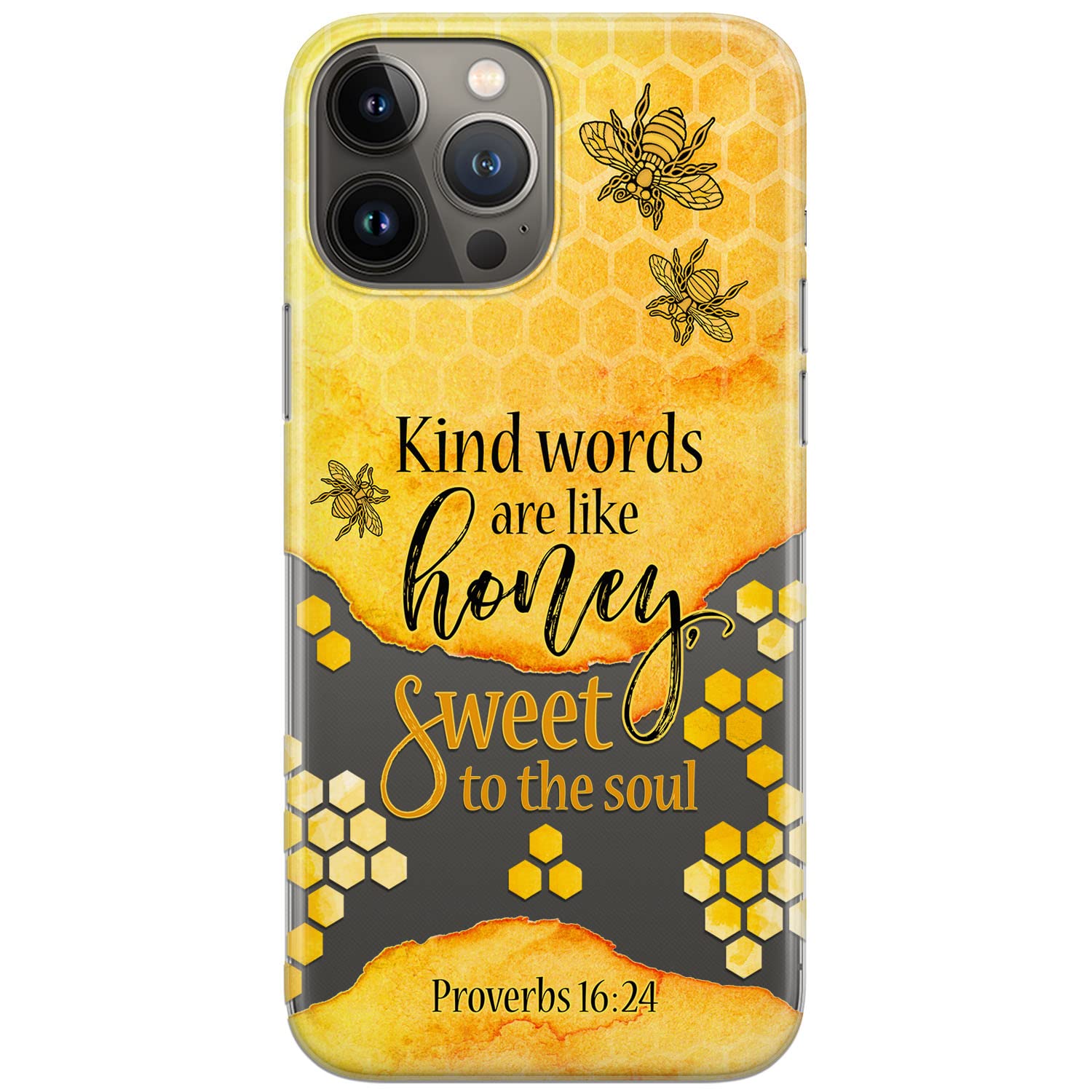 Cavka Phone Case Compatible with iPhone 17 Air 16e 15 Pro Max 14 Plus 13 12 Mini SE 11 Bible Verse Scripture Kind Words are Like Honey Proverbs 16:24
