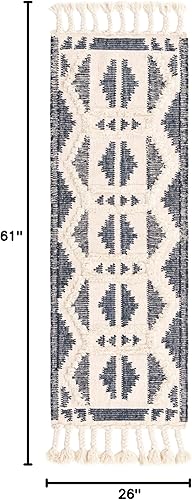 Miniatura 2 de Unique Loom Mesa Collection - Alfombra Maricopa (2 pies 2 pulgadas x 5 pies 1 pulgada, azul marino y blanco)