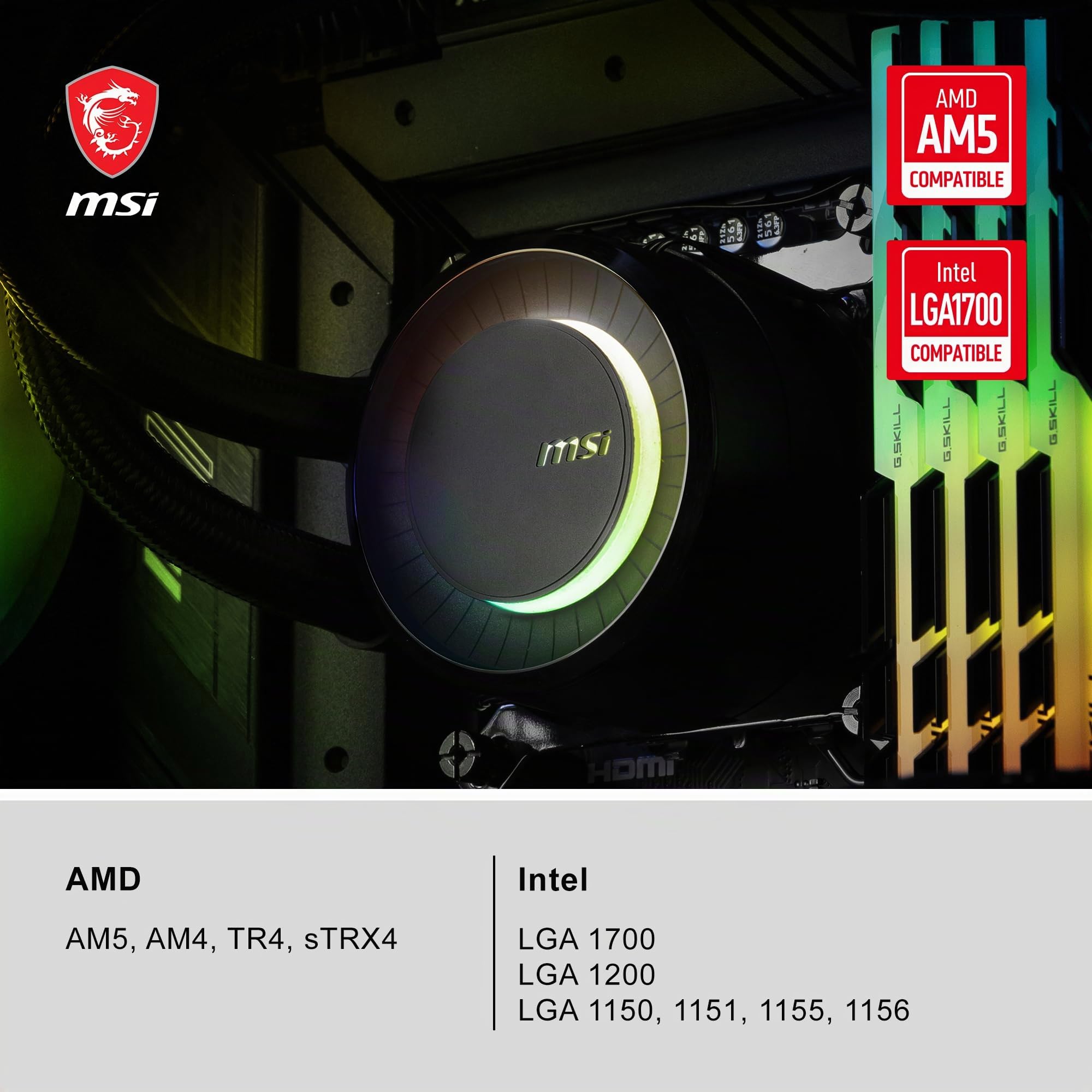 MSI MAG CORELIQUID E360 Kit Watercooling CPU, Plaque Froide en Cuivre Agrandie, Tête Waterblock ARGB & Ventilateurs FDB, Double Chambre, Radiateur Split-Flow, Mystic Light, Compatible AMD & Intel