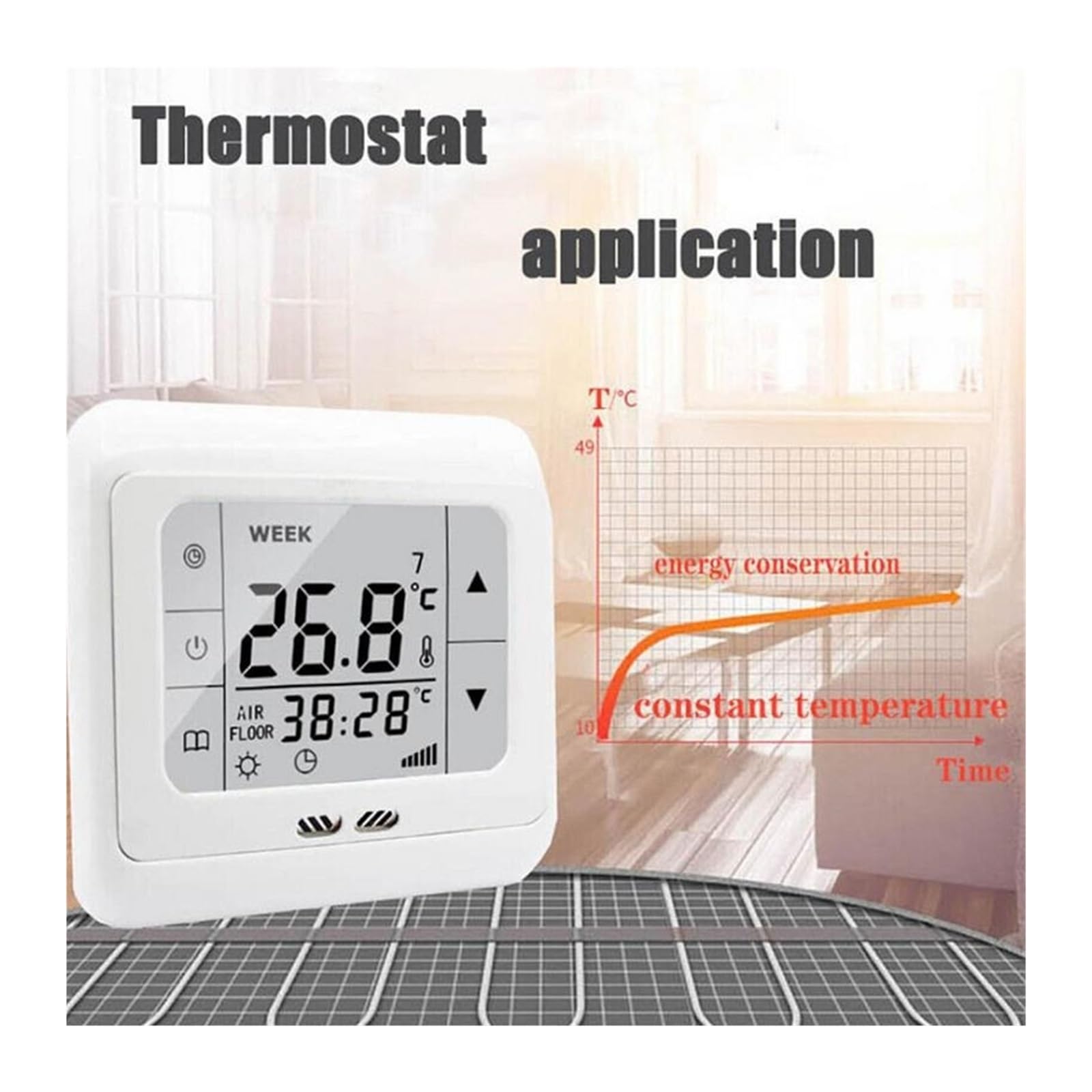 Inteligentny termostat, Termostat Programowalny wyświetlacz LCD Programator tygodniowy Domowy cyfrowy regulator temperatury Termostat pokojowy