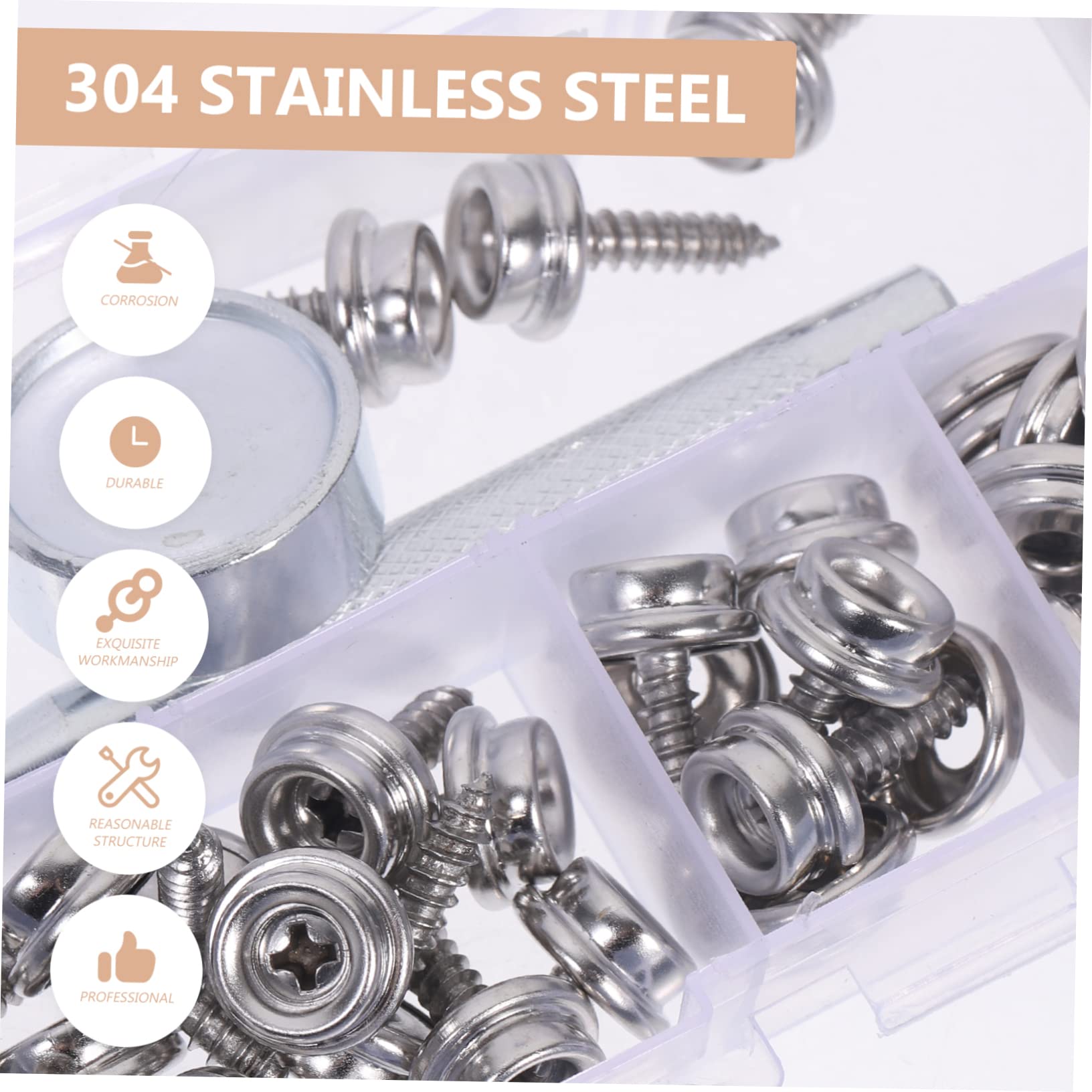 GANAZONO 3 Set Kit scatto in tela strumenti automobilistici moschettoni in acciaio inossidabile grado marino bottoni automatici a pressione scatto su tela fai da te viti metalliche a scatto