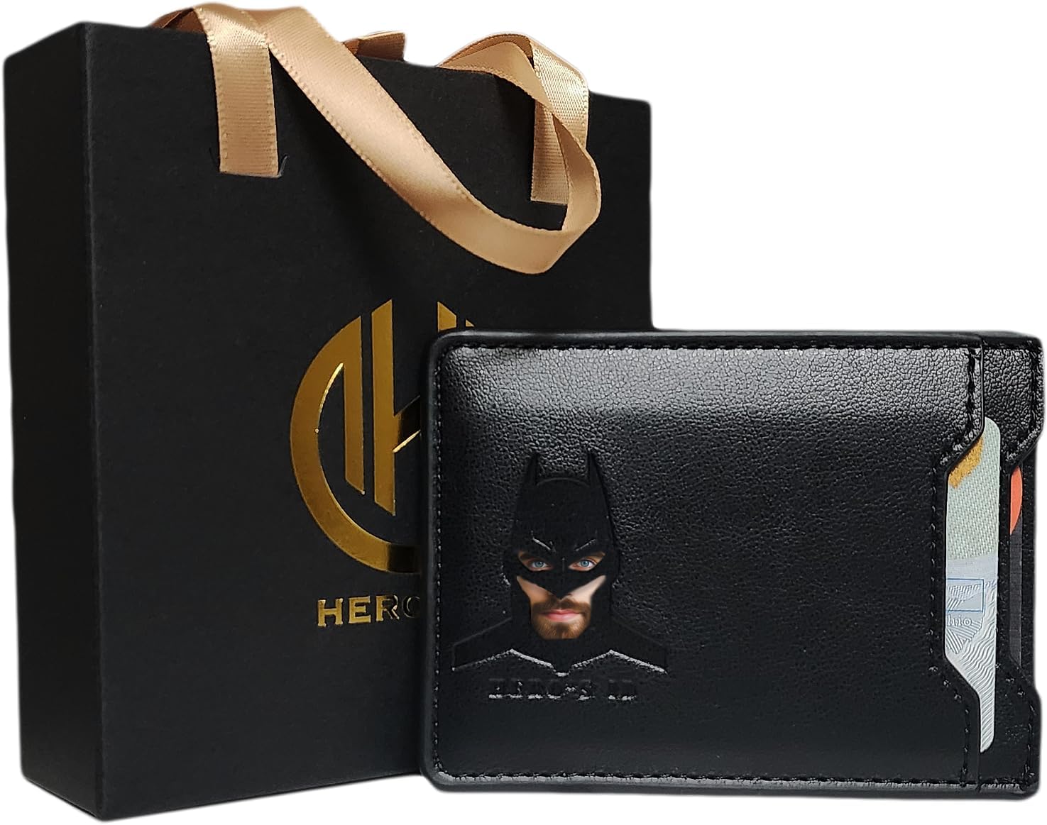 A high-quality, genuine leather bifold wallet.