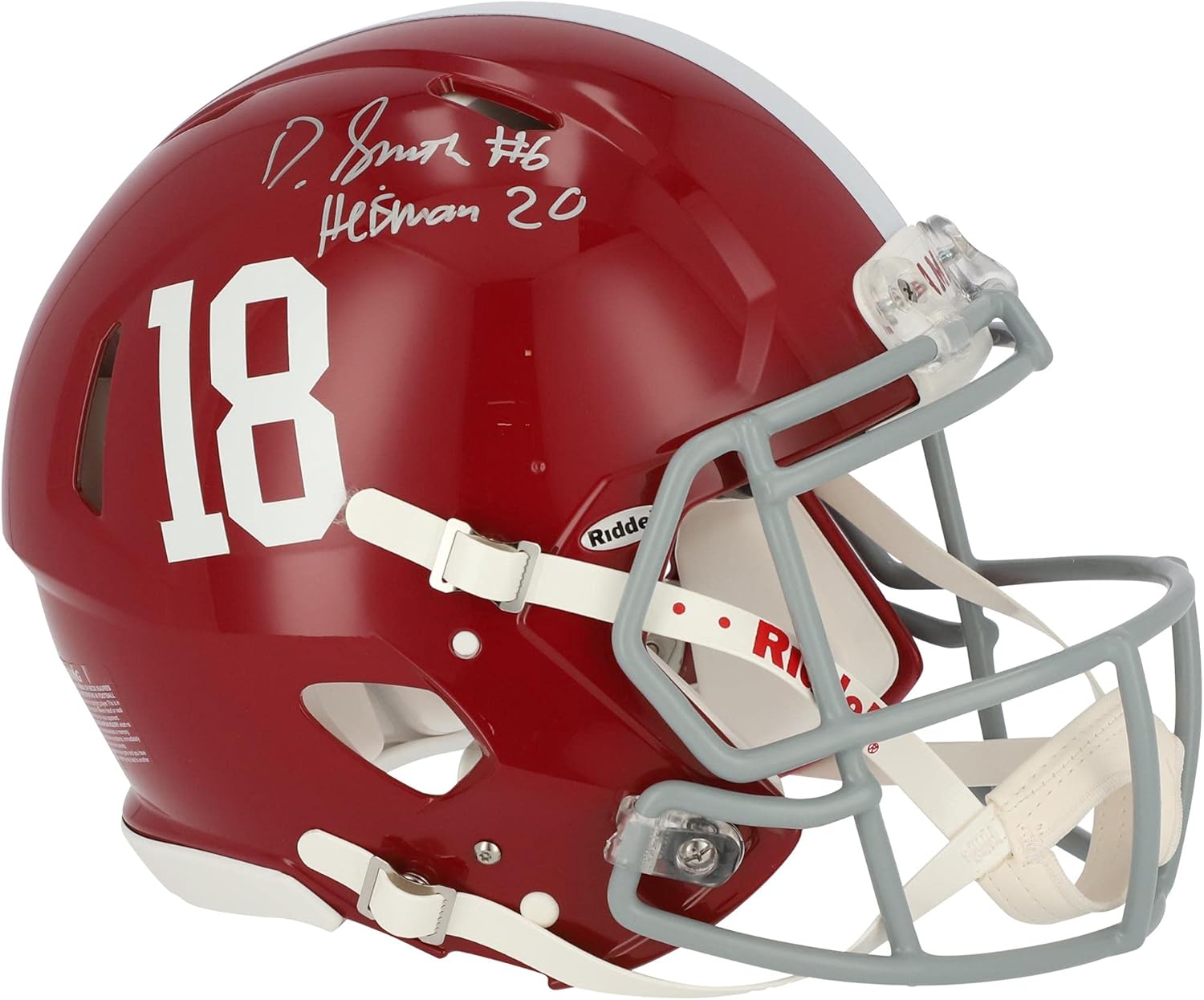 Devonta Smith Alabama Crimson Tide Autographed Riddell Speed Authentic Helmet with "Heisman 20" Inscription - Autographed College Helmets